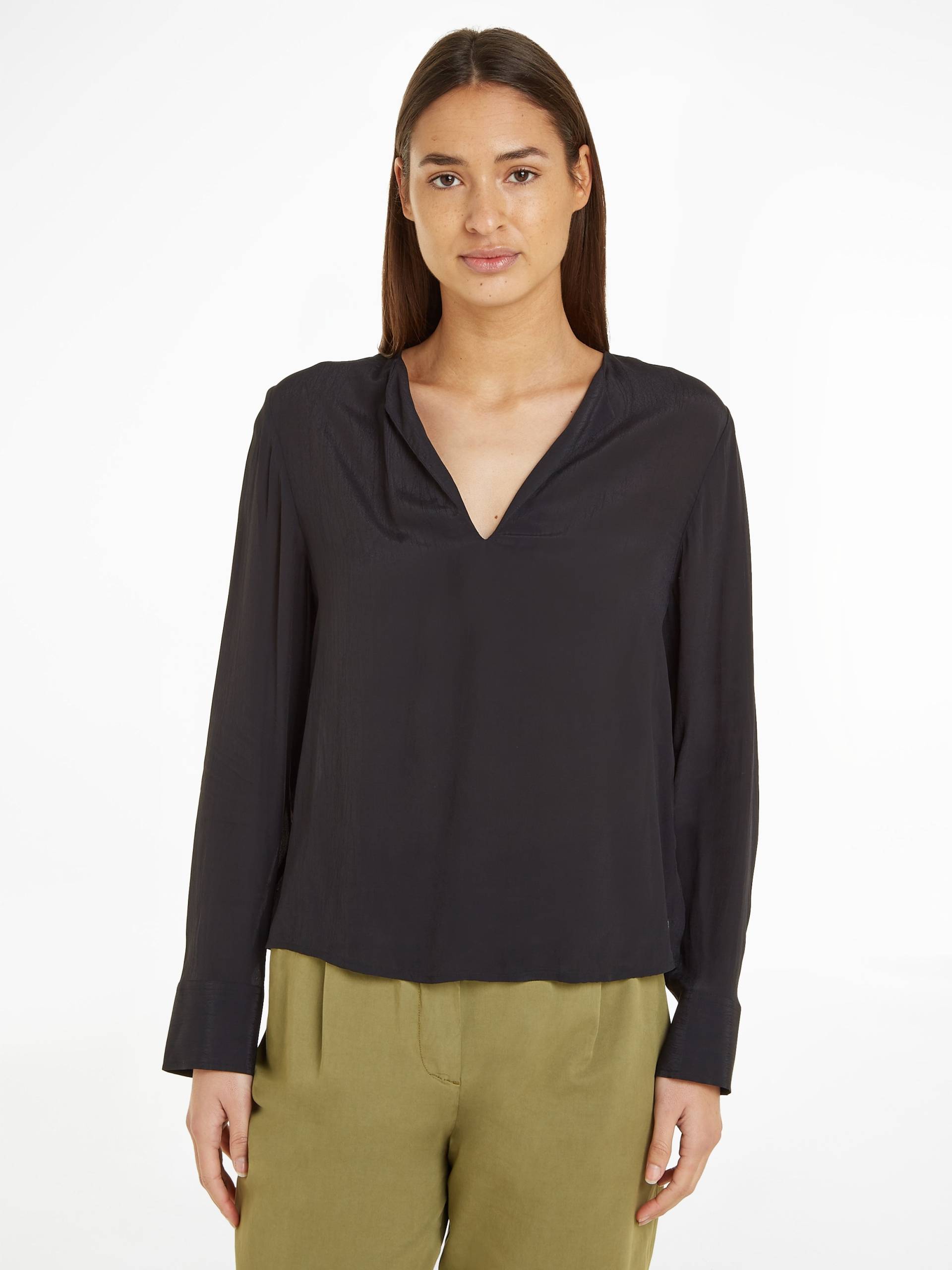 Tommy Hilfiger Langarmbluse »VISCOSE CREPE V-NECK BLOUSE«, in Unifarbe von TOMMY HILFIGER