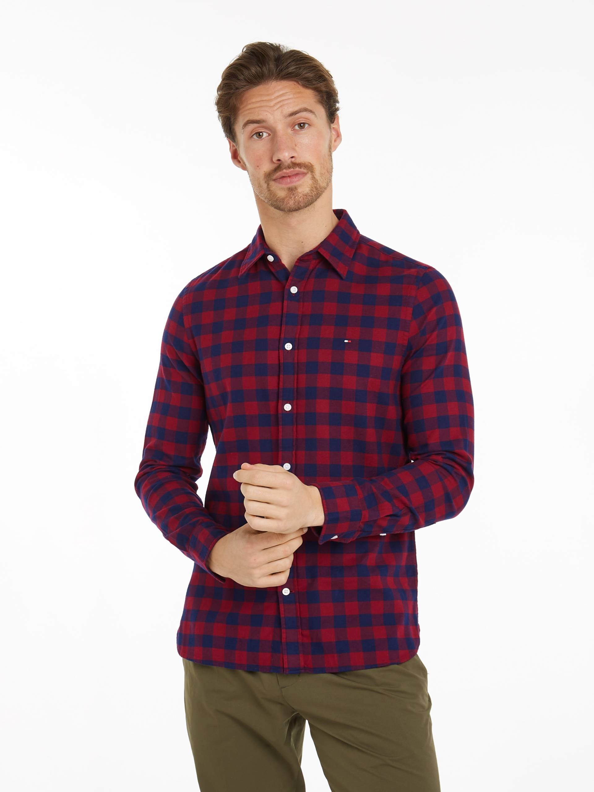 Tommy Hilfiger Langarmhemd »BRUSHED GINGHAM SF SHIRT«, modisch kariert von TOMMY HILFIGER