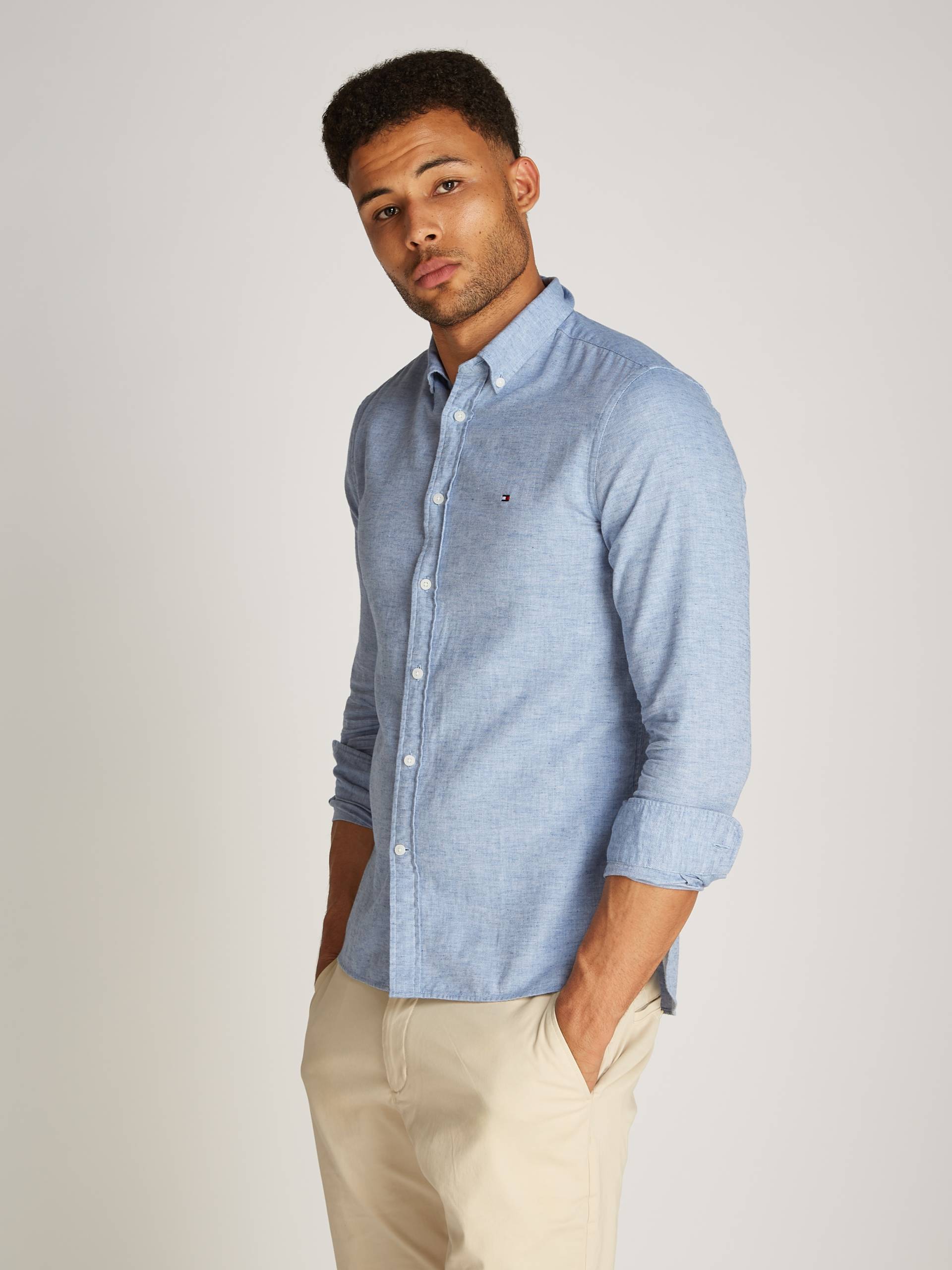 Tommy Hilfiger Langarmhemd »BRUSHED LINEN SOLID SF SHIRT« von TOMMY HILFIGER