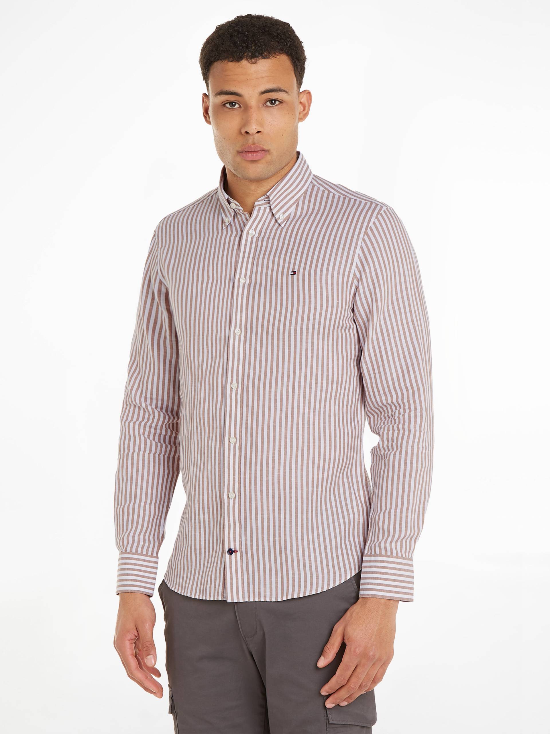 Tommy Hilfiger Langarmhemd »CL W-COTTON LINEN STRIPE SHIRT«, modisch gestreift von TOMMY HILFIGER