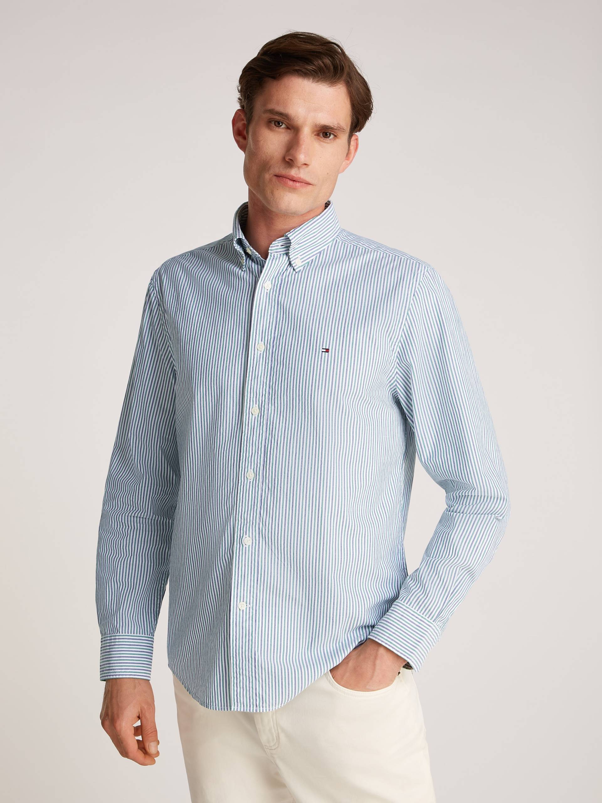 Tommy Hilfiger Langarmhemd »FLEX POPLIN CLASSIC STP RF SHIRT«, mit Sreifenmuster von TOMMY HILFIGER