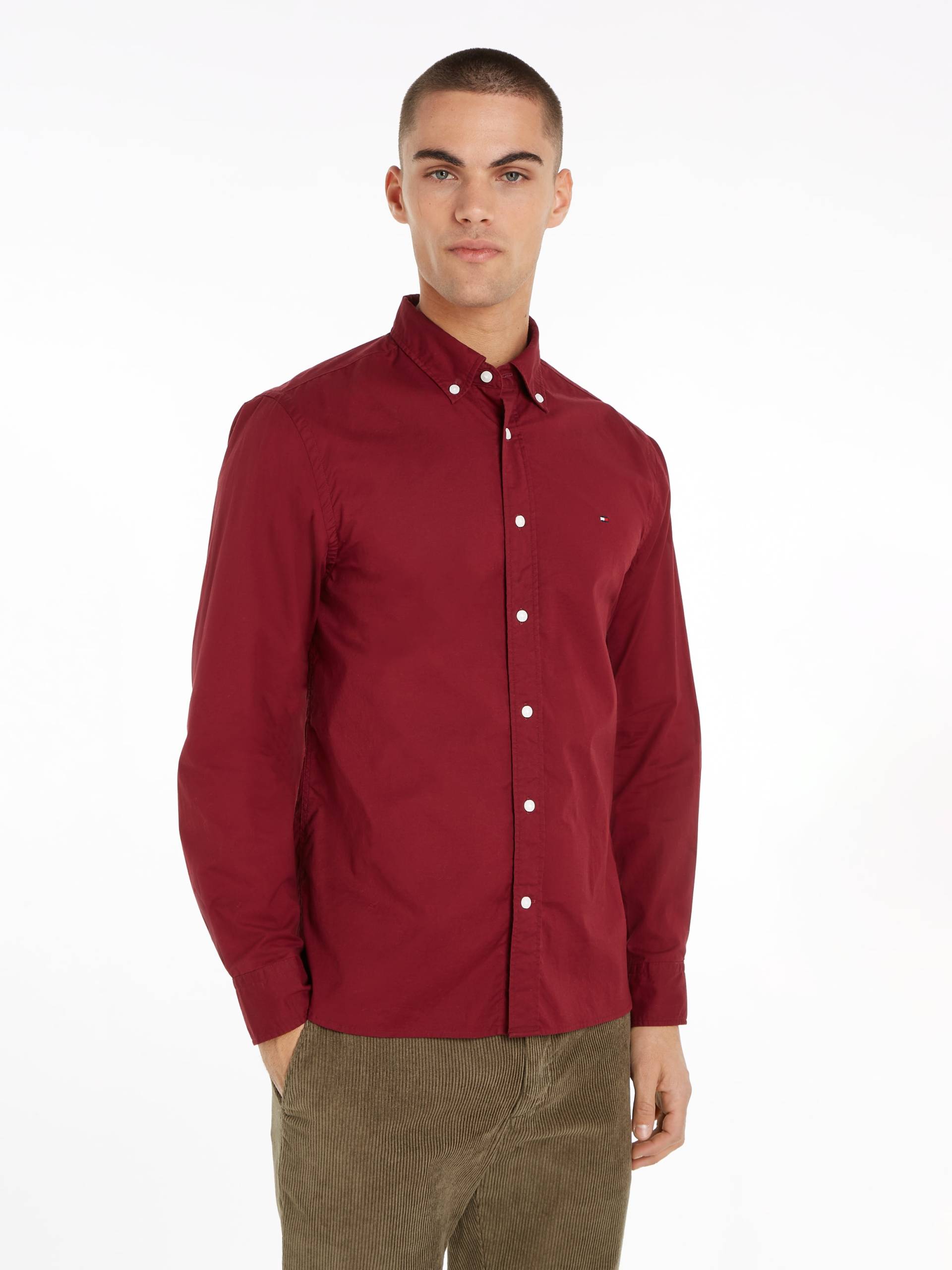 Tommy Hilfiger Langarmhemd »FLEX POPLIN RF SHIRT«, mit Tommy Hilfiger Labelschild innen an der Knopfleiste von TOMMY HILFIGER