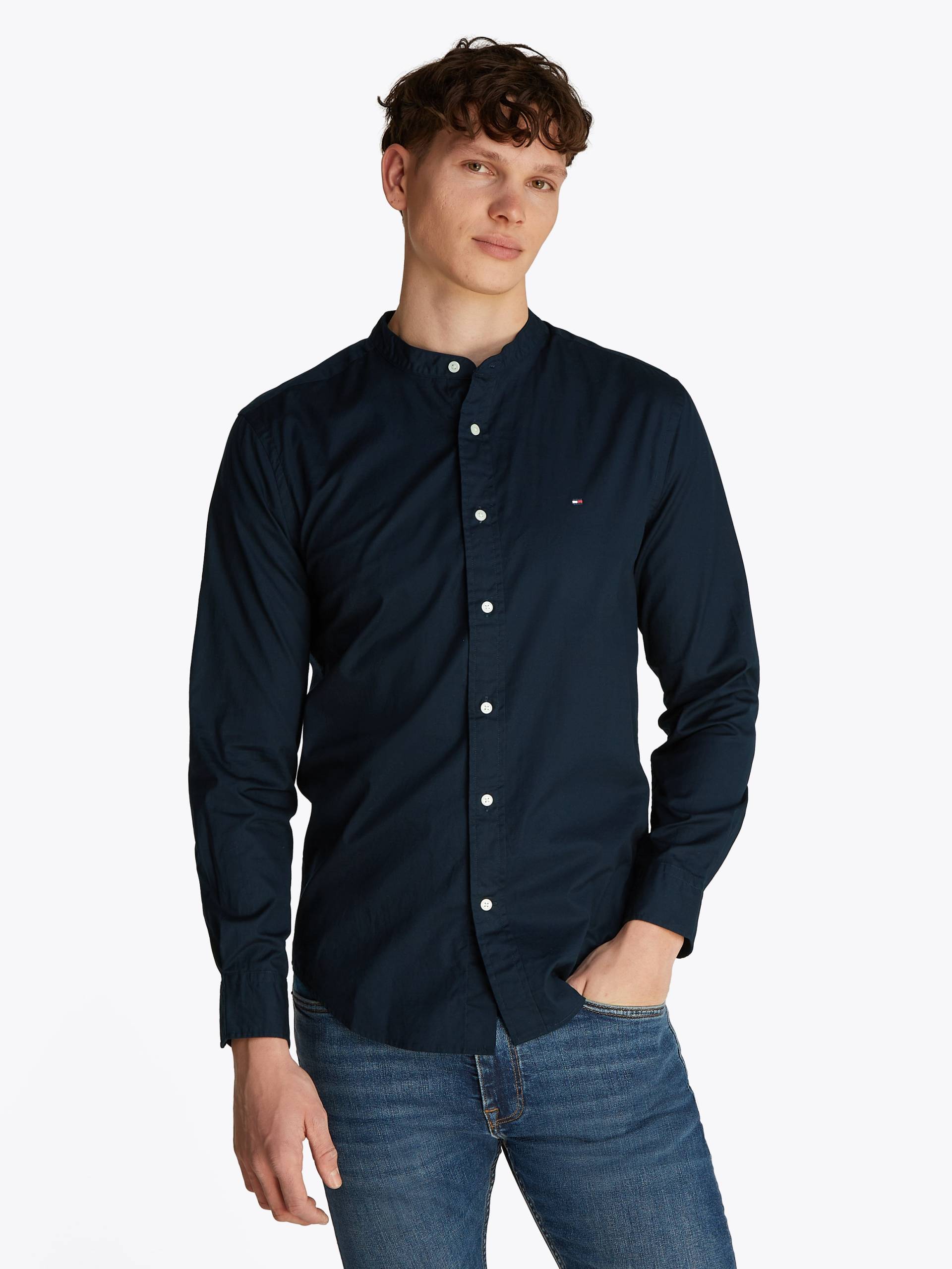 Tommy Hilfiger Langarmhemd »FLEX POPLIN SOLID MAO RF SHIRT« von TOMMY HILFIGER