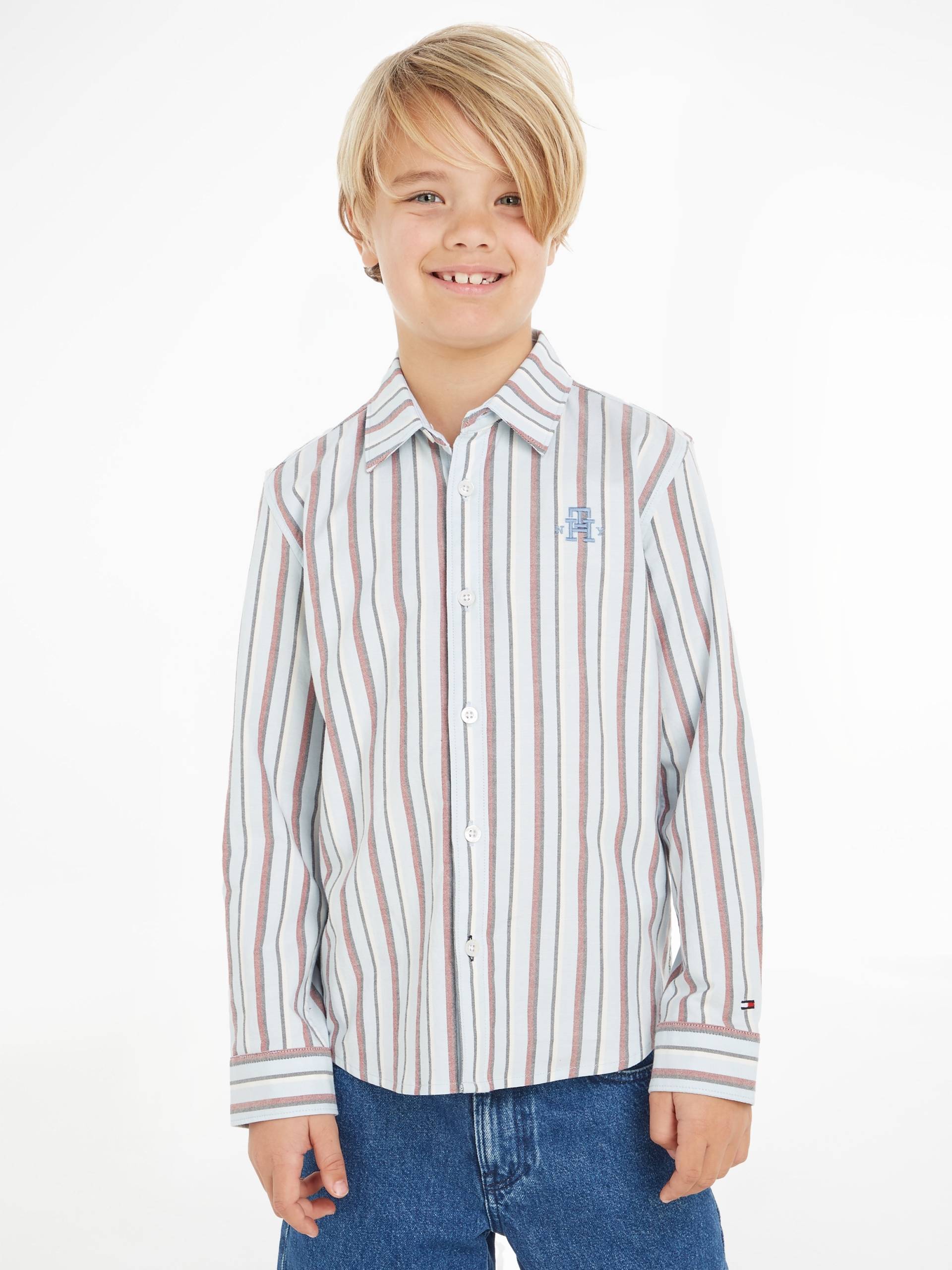 Tommy Hilfiger Langarmhemd »SPLIT GLOBAL STRIPE SHIRT«, mit modischer Label-Stickerei von TOMMY HILFIGER