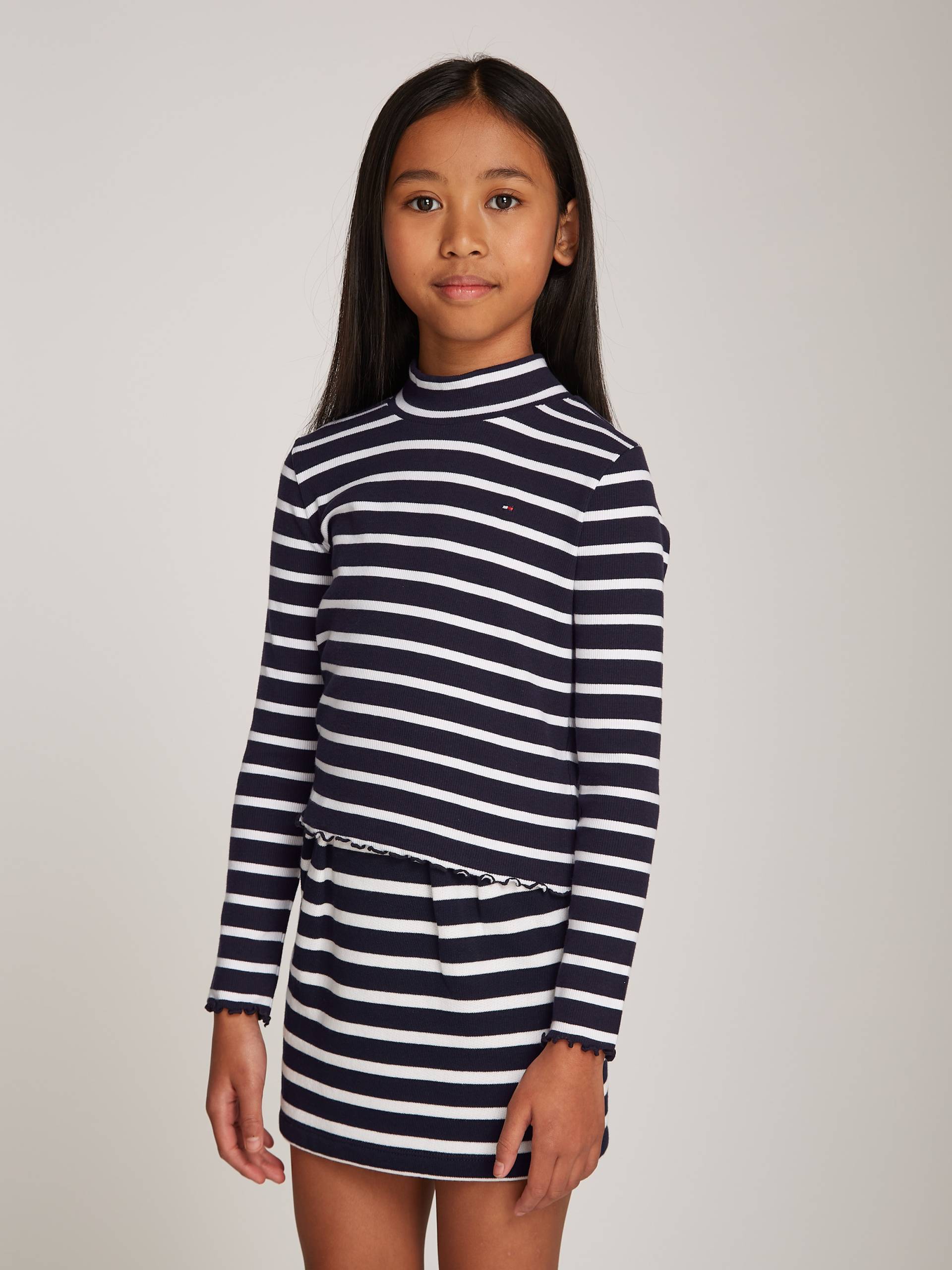 Tommy Hilfiger Langarmshirt »MOCK NECK RIB TOP LS«, im Streifendesign, mit Babylock-Saum von TOMMY HILFIGER