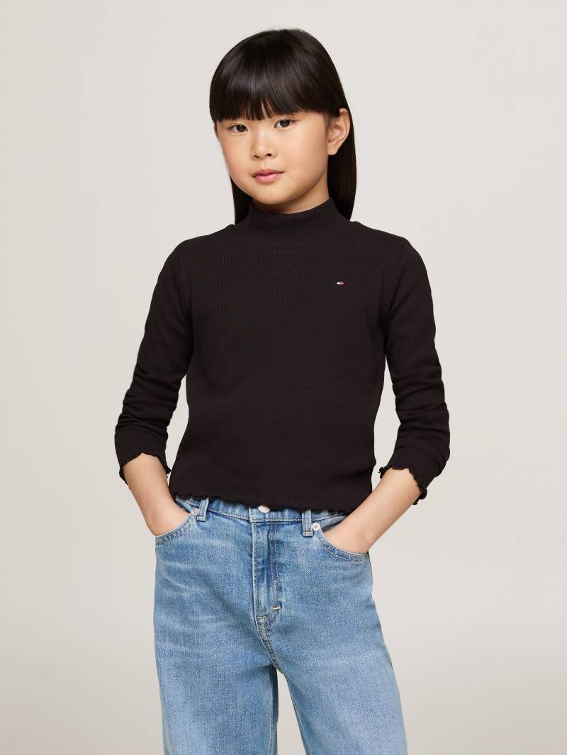 Tommy Hilfiger Langarmshirt »MOCK NECK RIB TOP LS«, mit Babylock-Saum, Logostickerei von TOMMY HILFIGER