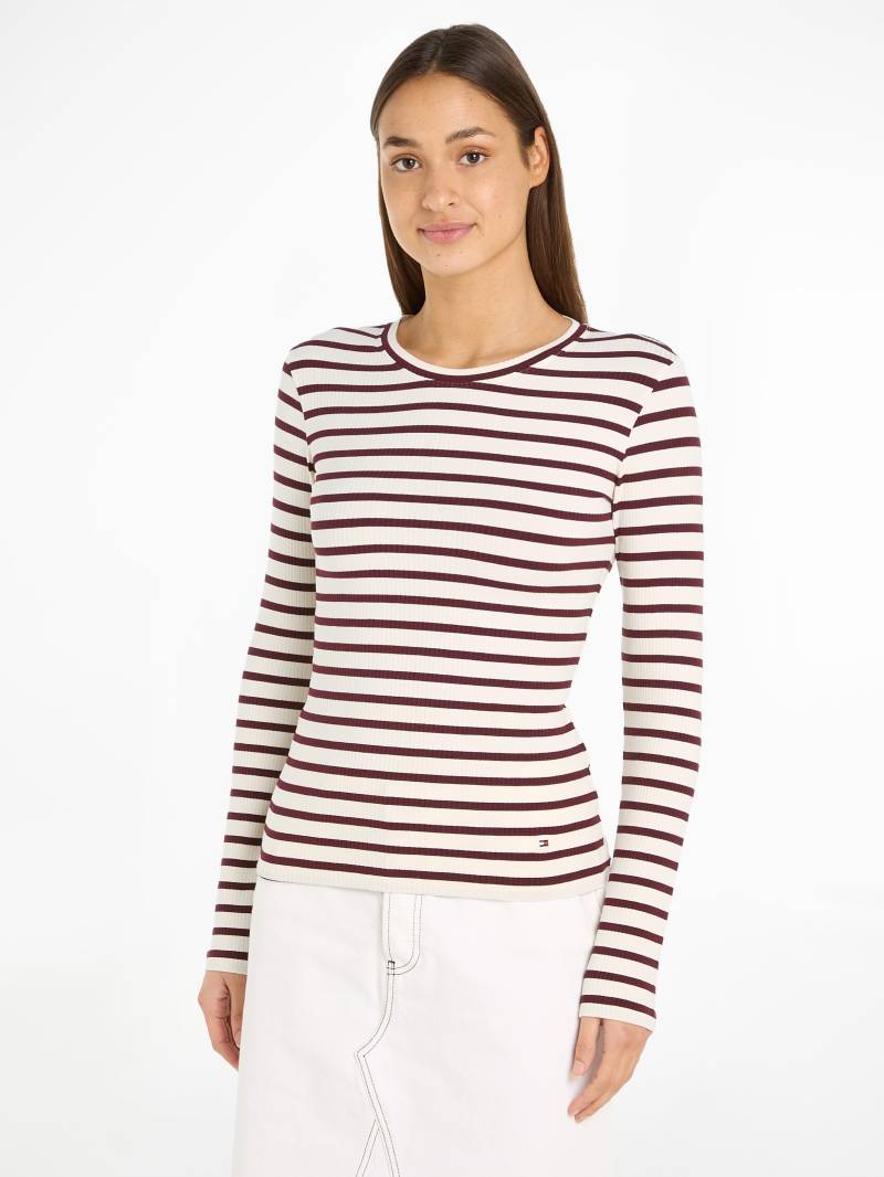 Tommy Hilfiger Langarmshirt »SLIM 5X2 RIB STRIPE C-NK LS«, mit Logoprägung von TOMMY HILFIGER