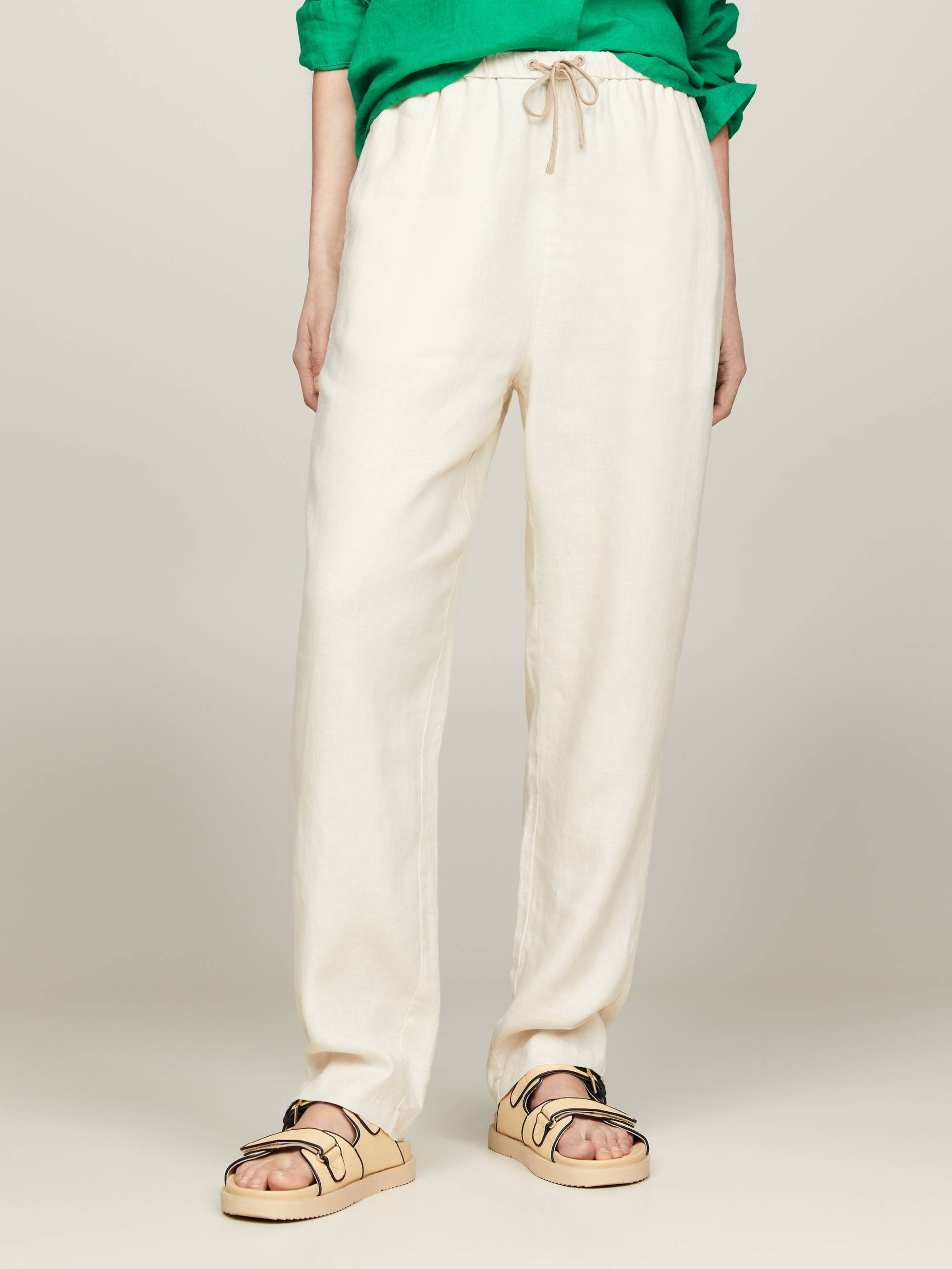 Tommy Hilfiger Leinenhose »CASUAL LINEN TAPER PULL ON PANT«, mit Metalllabel von TOMMY HILFIGER