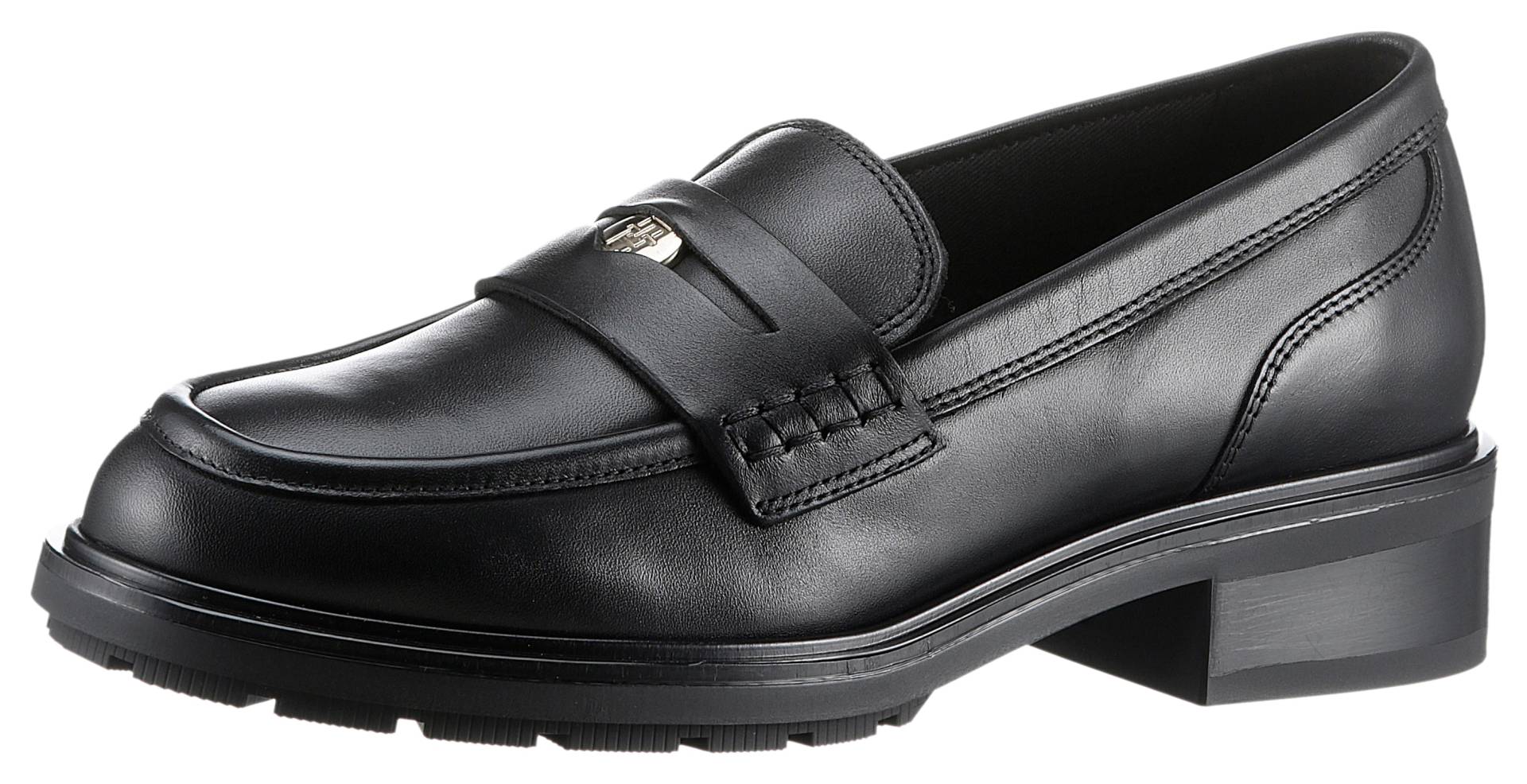 Tommy Hilfiger Loafer »TH PENNY LOAFER«, Businessmode, Blockabsatz, Slipper, Halbschuh mit Zierriegel von TOMMY HILFIGER