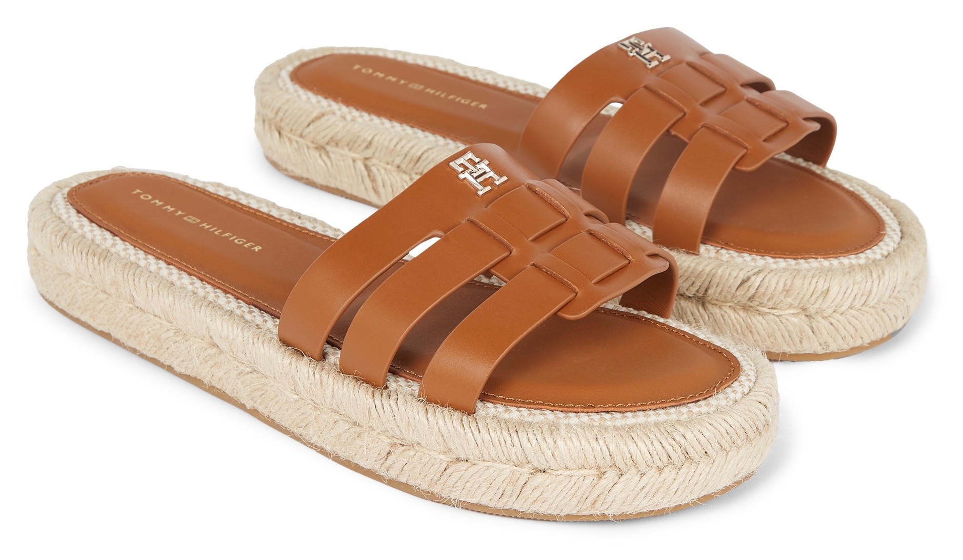 Tommy Hilfiger Pantolette »AUTHENTIC FLAT LTHR ESPADRILLE«, Plateau, Sommerschuh, Schlappen mit schönen Riemchen von TOMMY HILFIGER