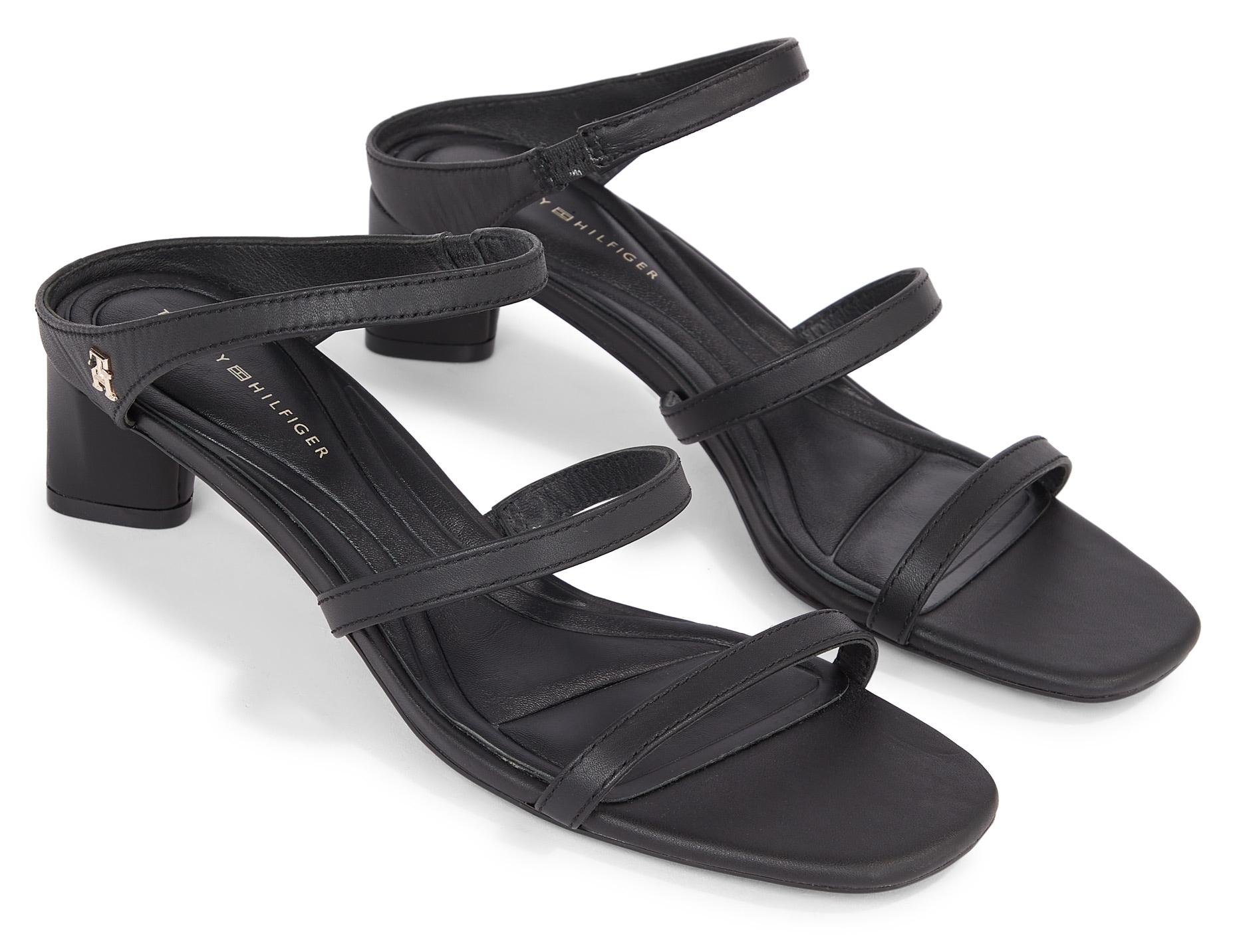 Tommy Hilfiger Pantolette »TH STRAP LEATHER MID HEEL«, Abendmode, Sommerschuh, Schlappen in schmaler Form von TOMMY HILFIGER