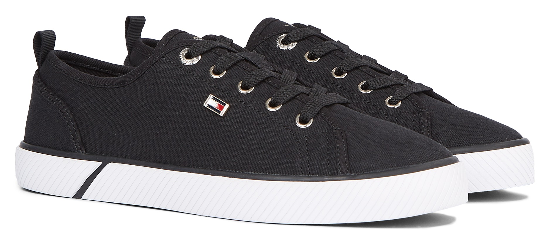 Tommy Hilfiger Plateausneaker »VULC CANVAS SNEAKER«, Freizeitschuh, Halbschuh, Schnürschuh mit praktischer Anziehlasche von TOMMY HILFIGER