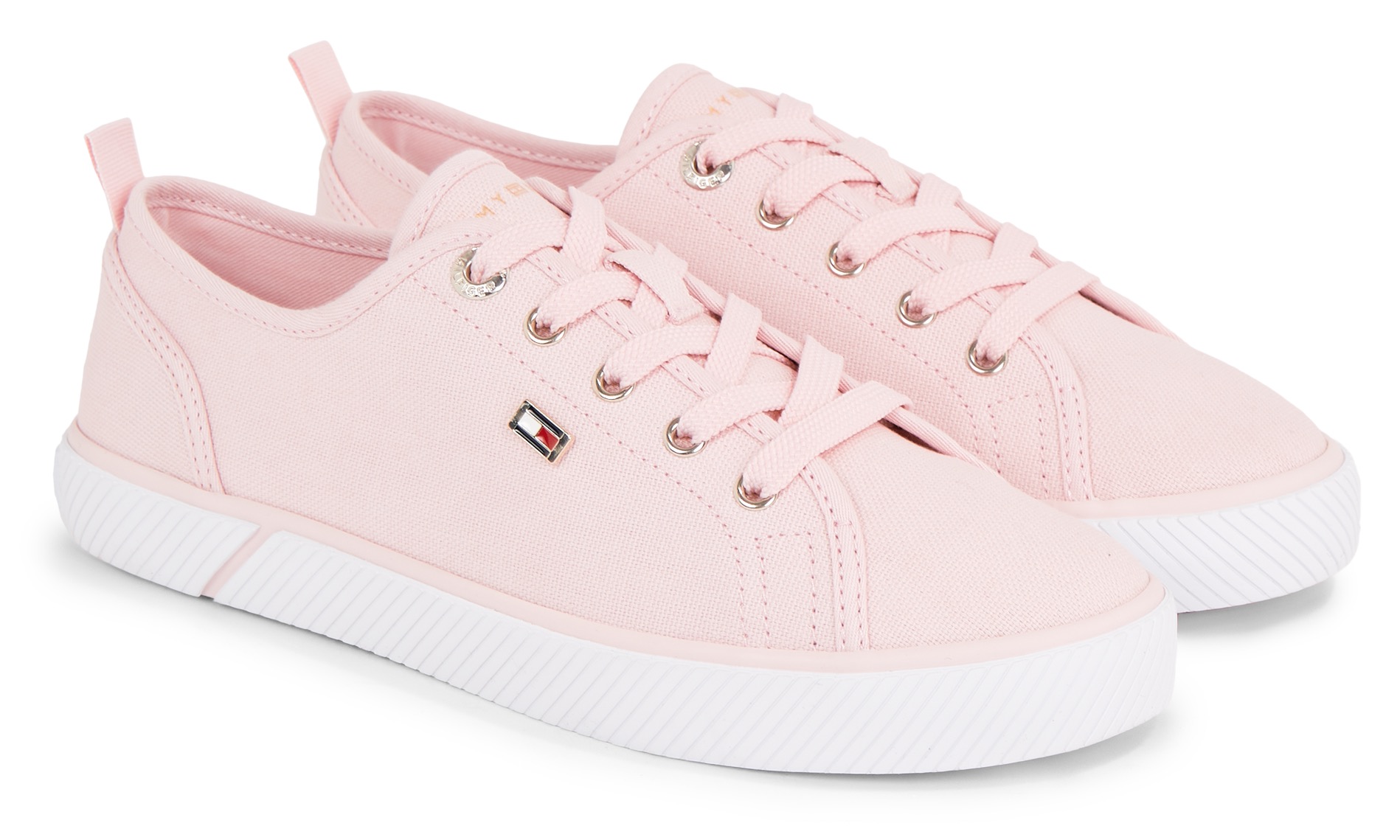 Tommy Hilfiger Plateausneaker »VULC CANVAS SNEAKER«, Freizeitschuh, Halbschuh, Schnürschuh mit praktischer Anziehlasche von TOMMY HILFIGER