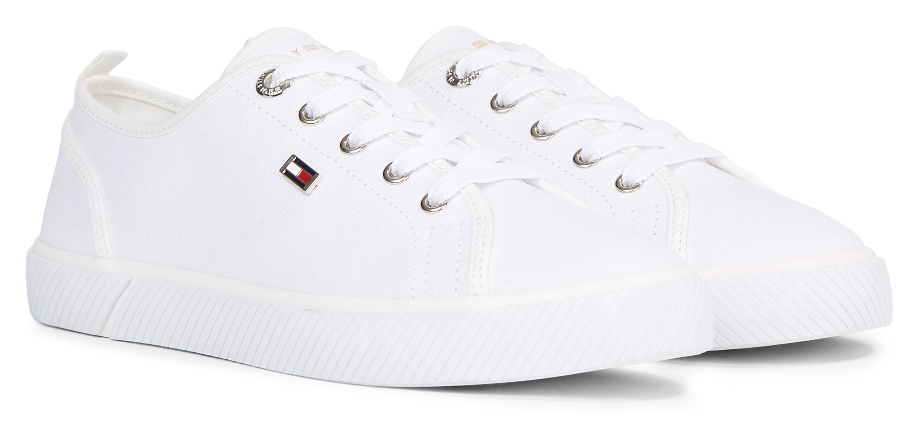 Tommy Hilfiger Plateausneaker »VULC CANVAS SNEAKER«, Freizeitschuh, Halbschuh, Schnürschuh mit praktischer Anziehlasche von TOMMY HILFIGER