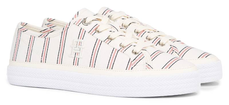 Tommy Hilfiger Plateausneaker »VULC CANVAS SNEAKER SHIRTING«, mit TH-Logo, Freizeitschuh, Halbschuh, Schnürschuh von TOMMY HILFIGER