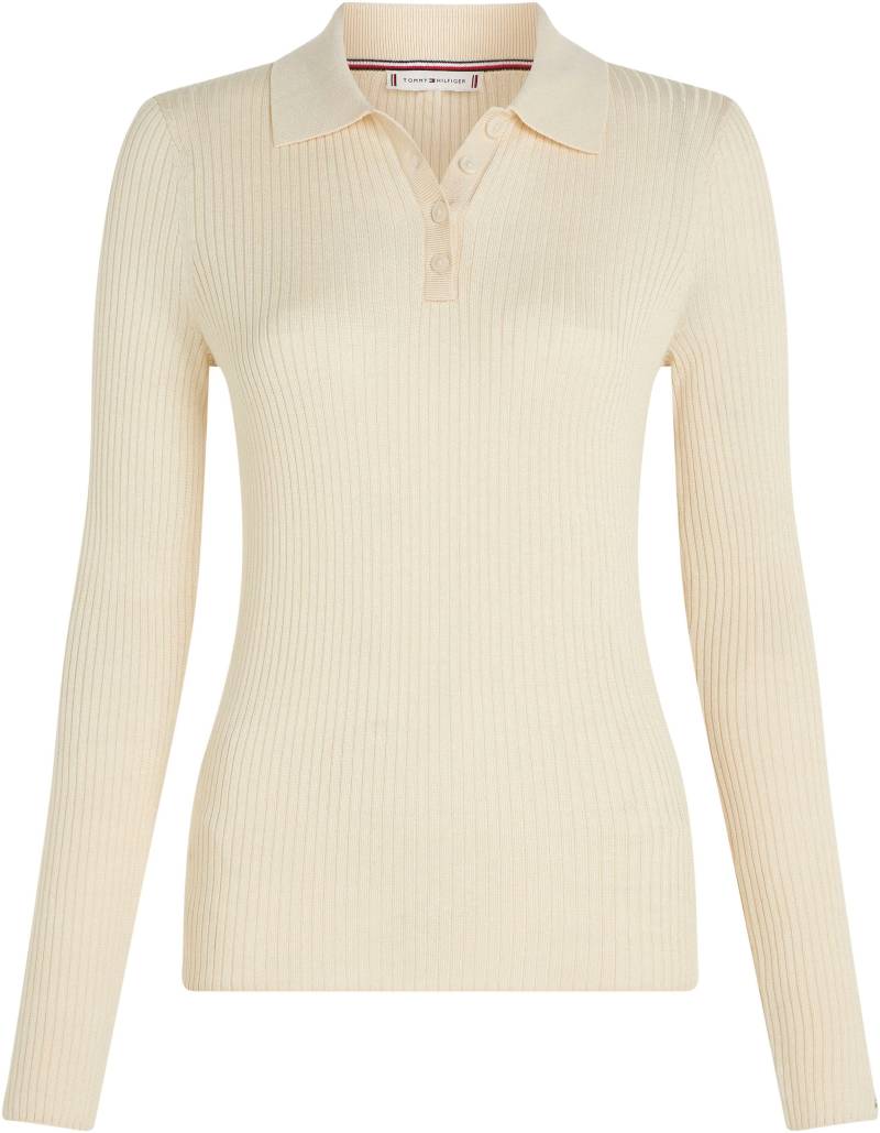 Tommy Hilfiger Polokragenpullover »FINE RIBS POLO SWEATER«, mit kurzer Knopfleiste von TOMMY HILFIGER