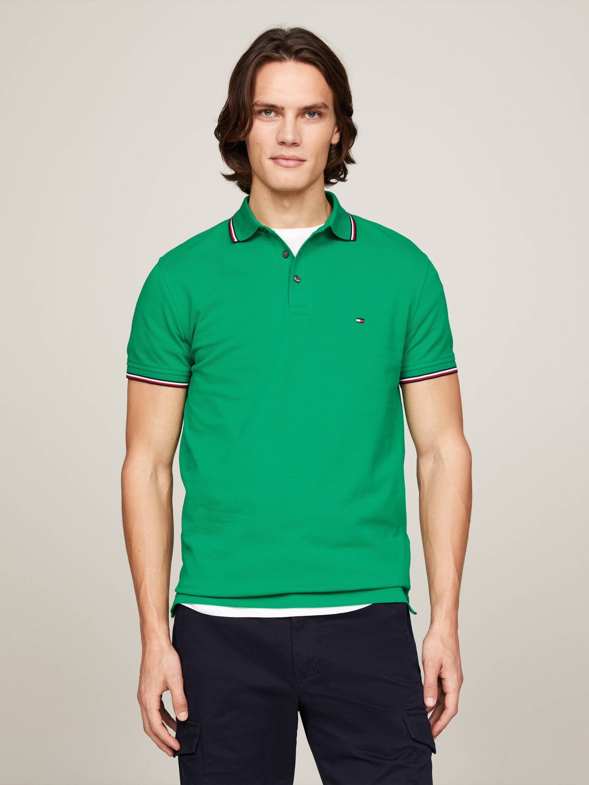 Tommy Hilfiger Poloshirt »1985 RWB TIPPED SLIM POLO«, mit TH-Farben an Ärmel und Kragen von TOMMY HILFIGER