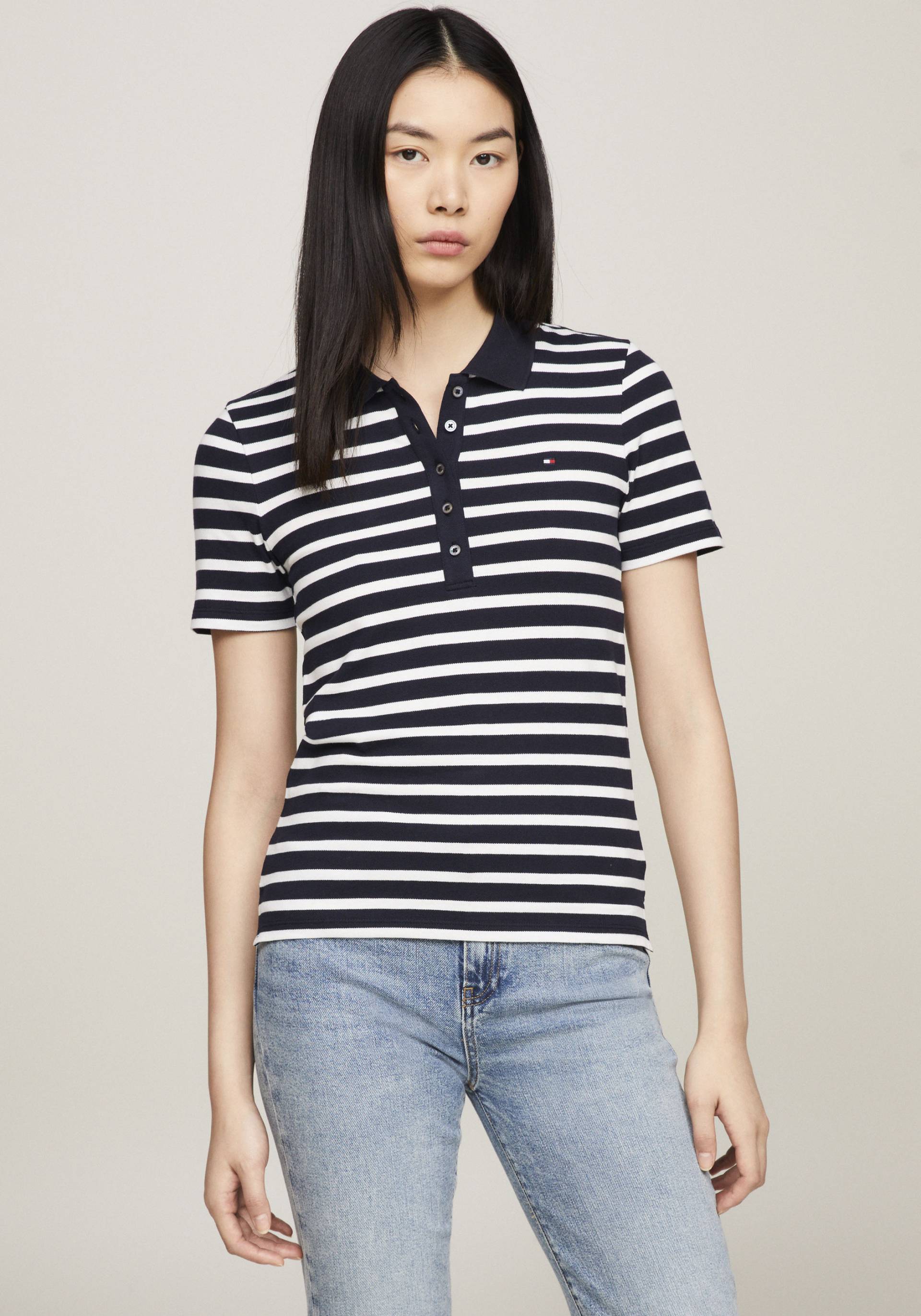 Tommy Hilfiger Poloshirt »1985 SLIM PIQUE STRIPE POLO SS«, mit dezenter Tommy Hilfiger Logostickerei von TOMMY HILFIGER