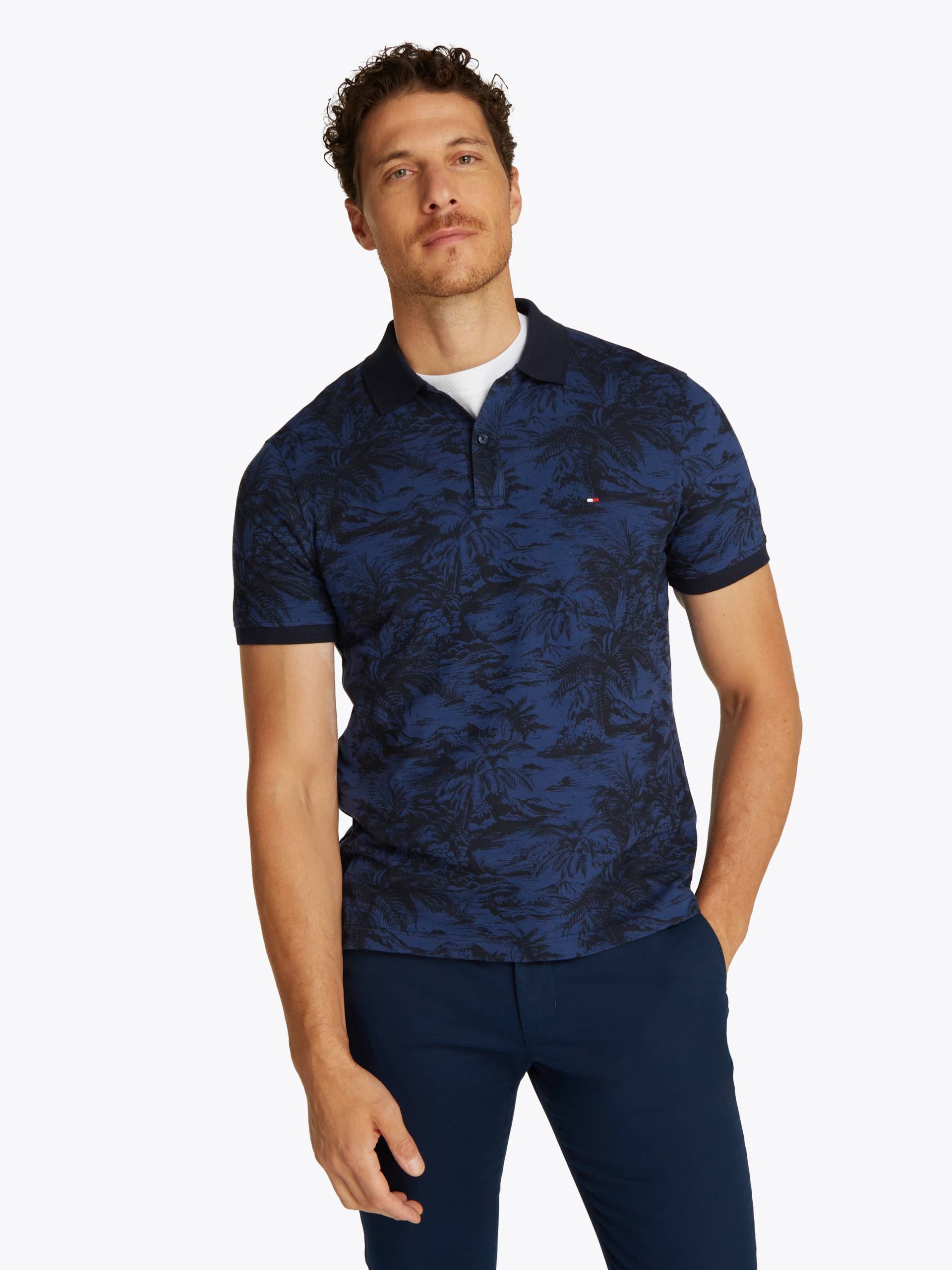 Tommy Hilfiger Poloshirt »ALL OVER PRINT LINEN REG POLO«, mit Palmenprint von TOMMY HILFIGER