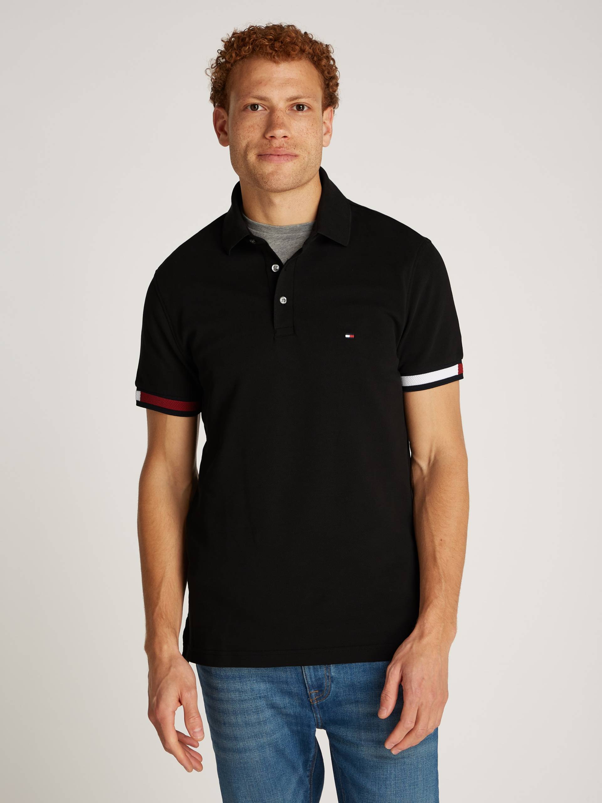 Tommy Hilfiger Poloshirt »FLAG CUFF SLIM POLO«, mit Kontrast-Details von TOMMY HILFIGER
