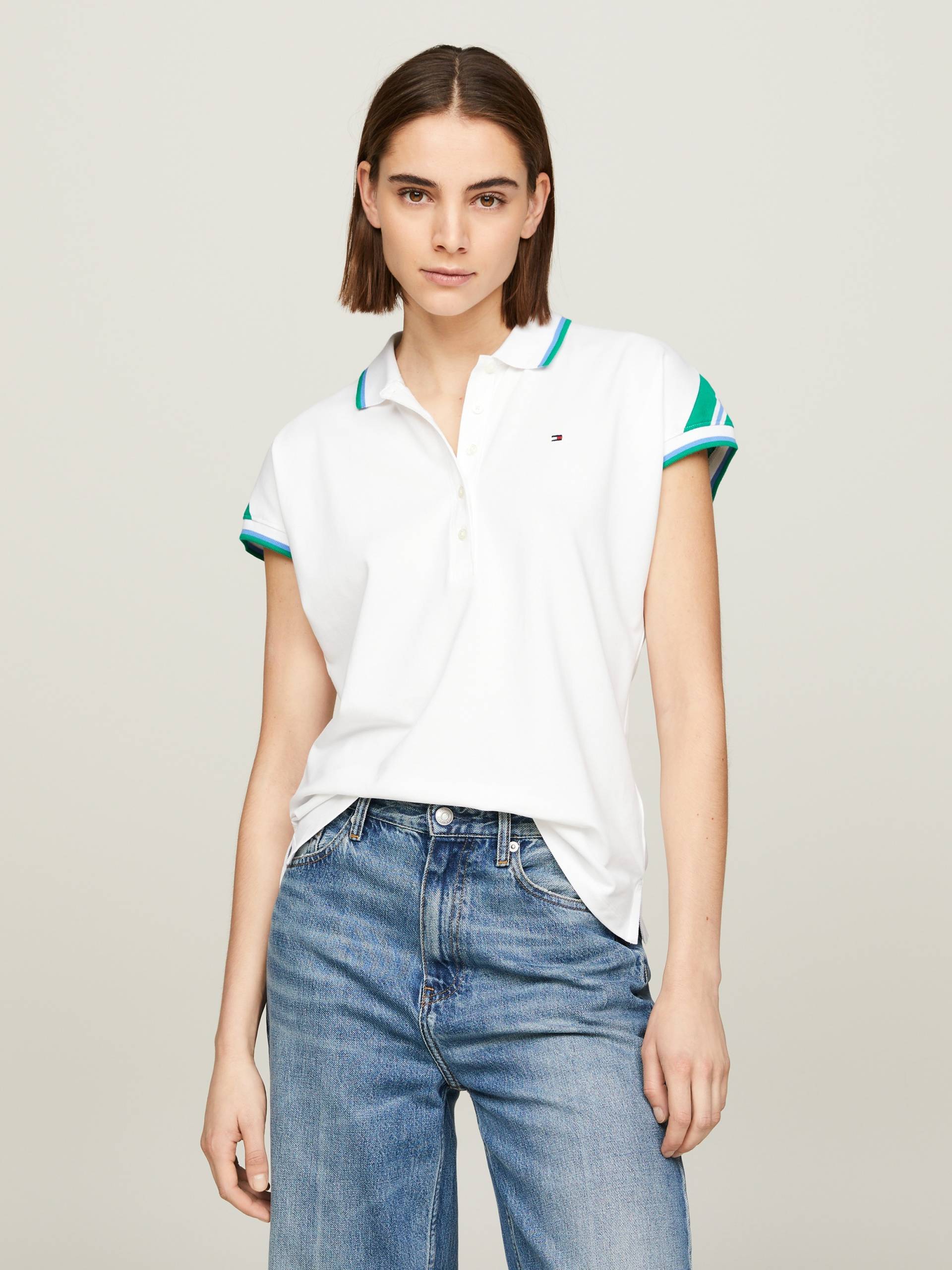 Tommy Hilfiger Poloshirt »REG STRIPE SLV POLO CAP SLEEVE«, mit kontrastfarbenen Einsätzen von TOMMY HILFIGER