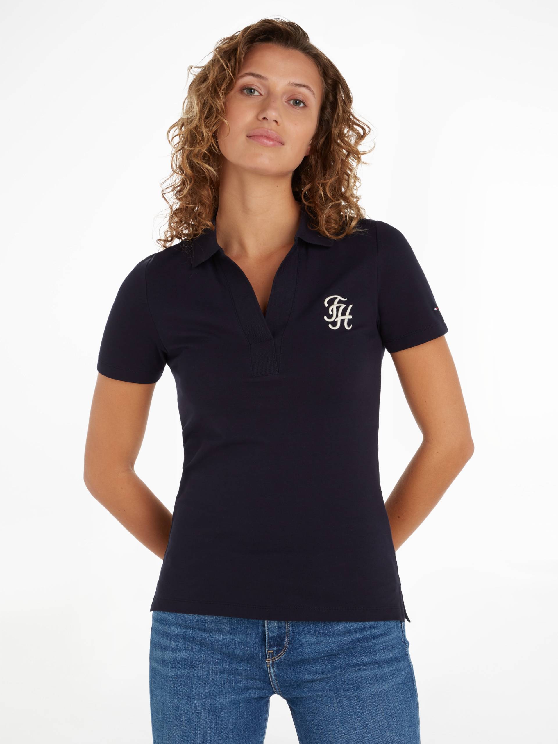 Tommy Hilfiger Poloshirt »SLIM TH SCRIPT OPN-NK POLO SS«, mit Tommy Hilfiger Script Logo-Schriftzug von TOMMY HILFIGER