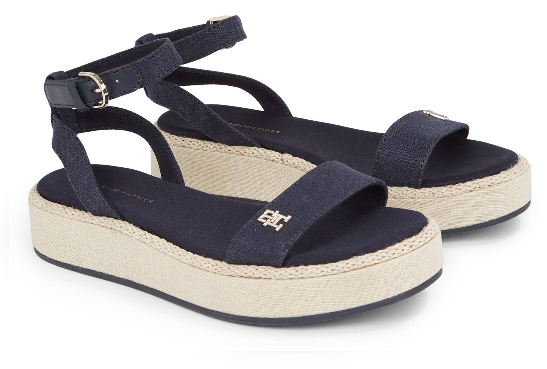 Tommy Hilfiger Riemchensandale »LINEN FLATFORM«, Sommerschuh, Sandalette, Plateauabsatz, mit verstellbarer Schnalle von TOMMY HILFIGER