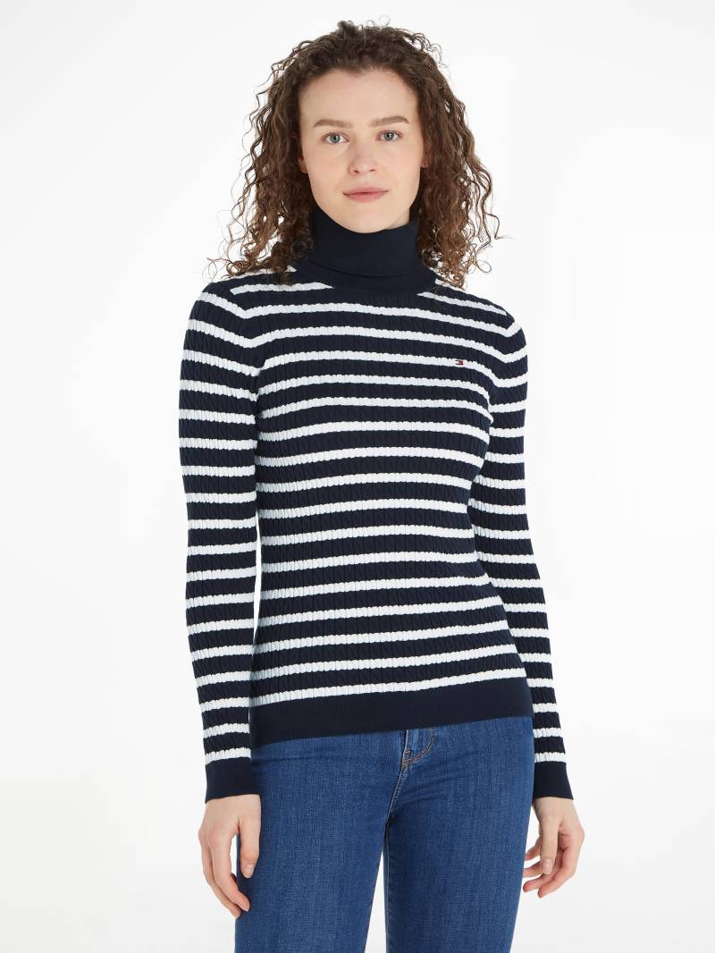 Tommy Hilfiger Rollkragenpullover »SKINNY CABLE ROLL-NK SWEATER«, mit Logostickerei von TOMMY HILFIGER