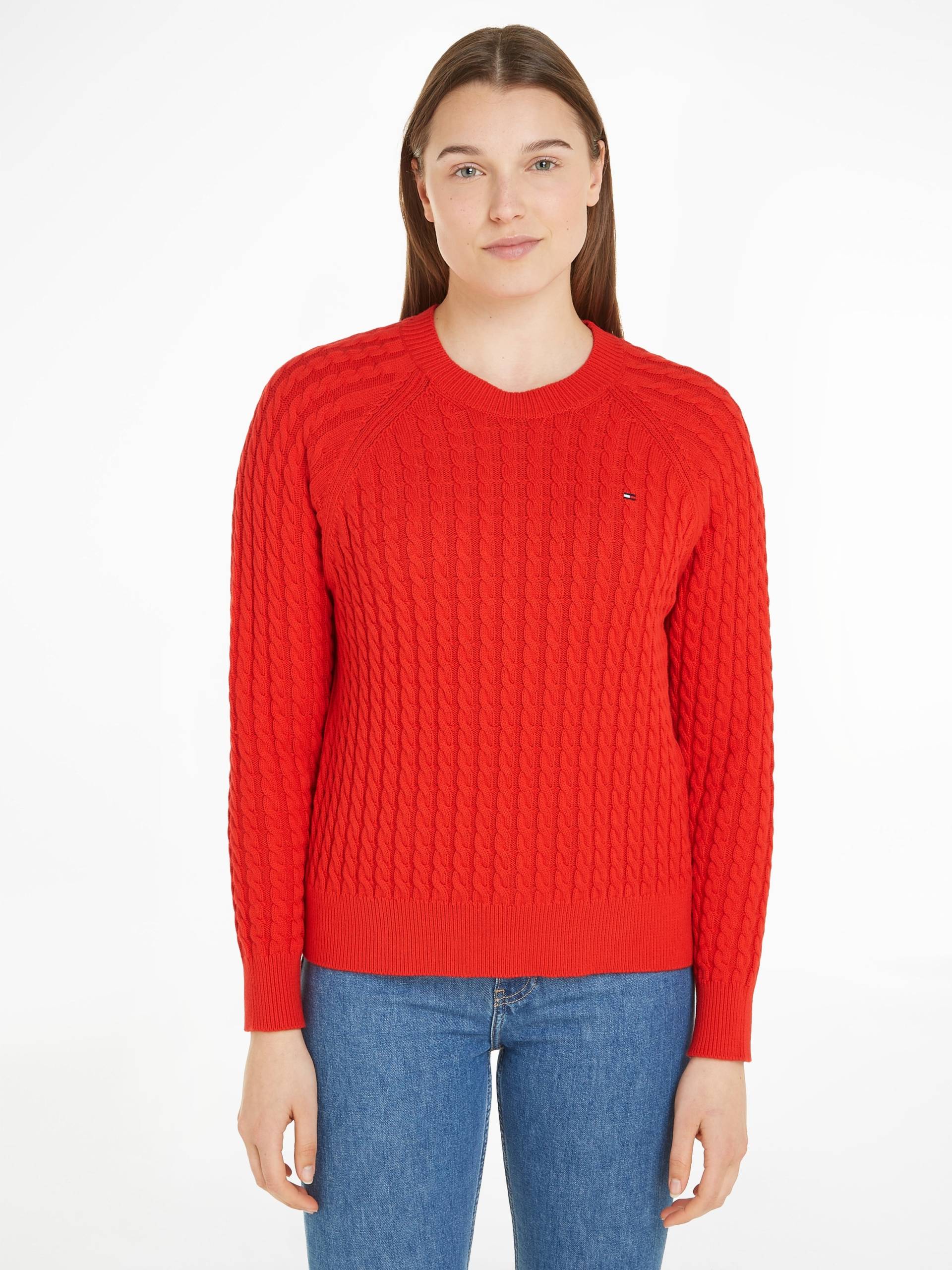 Tommy Hilfiger Rundhalspullover »CO CABLE C-NK SWEATER«, mit Zopfmuster von TOMMY HILFIGER