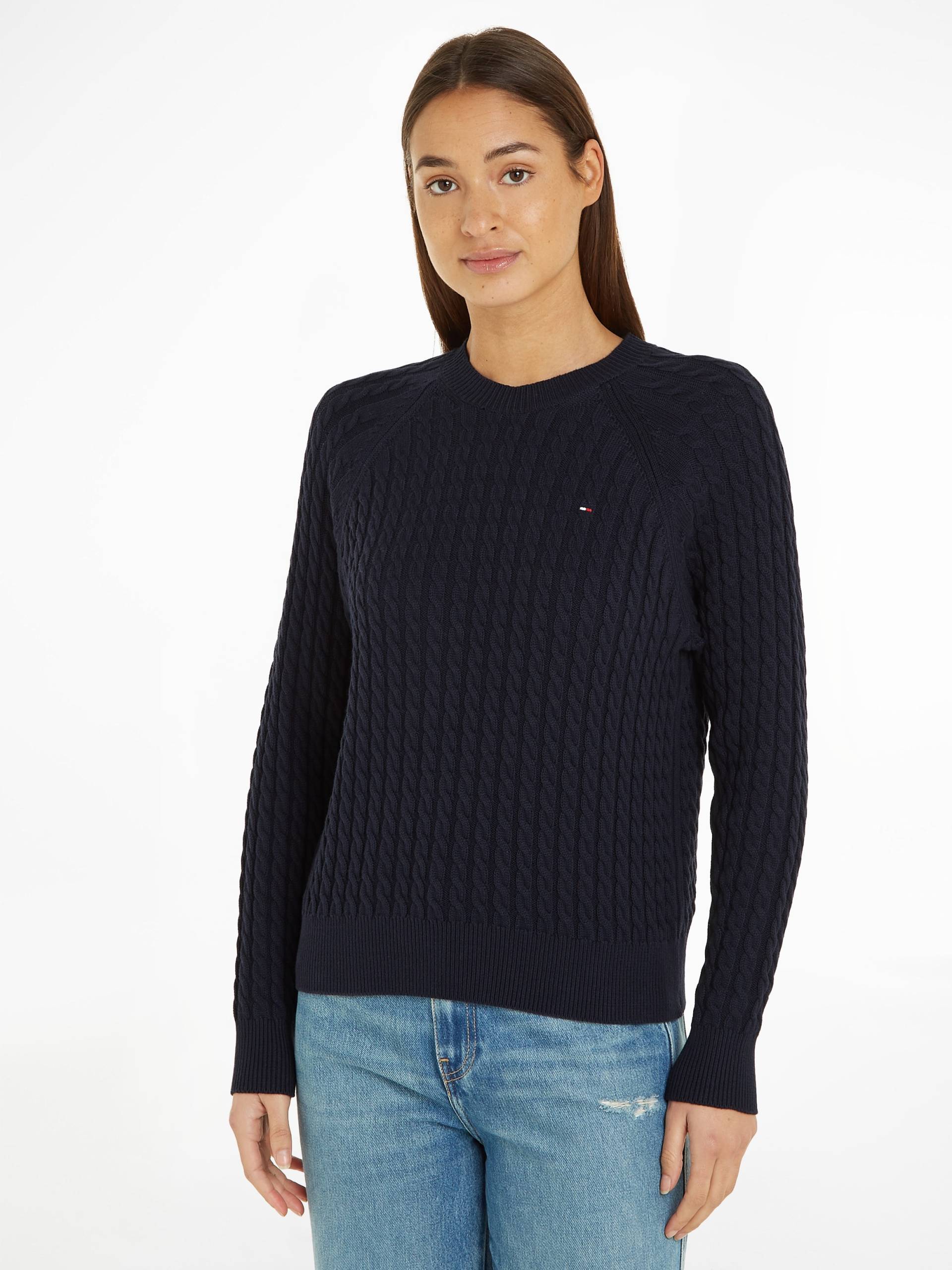 Tommy Hilfiger Rundhalspullover »CO CABLE C-NK SWEATER«, mit Zopfmuster von TOMMY HILFIGER