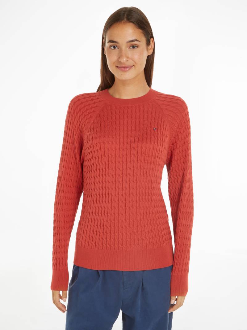 Tommy Hilfiger Rundhalspullover »CO CABLE C-NK SWEATER«, mit Zopfmuster von TOMMY HILFIGER