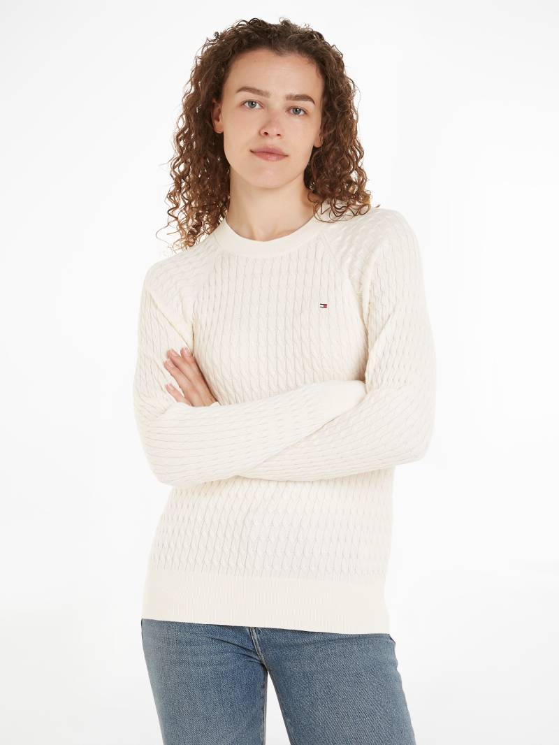 Tommy Hilfiger Rundhalspullover »CO CABLE C-NK SWEATER«, mit Zopfmuster von TOMMY HILFIGER