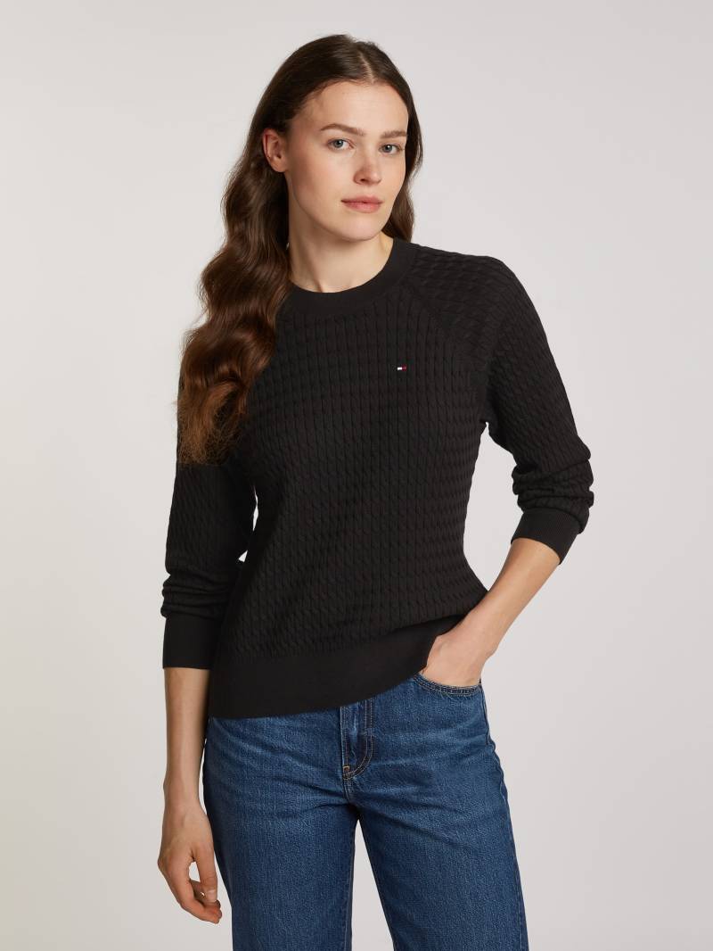 Tommy Hilfiger Rundhalspullover »CO CABLE C-NK SWEATER«, mit Zopfmuster von TOMMY HILFIGER