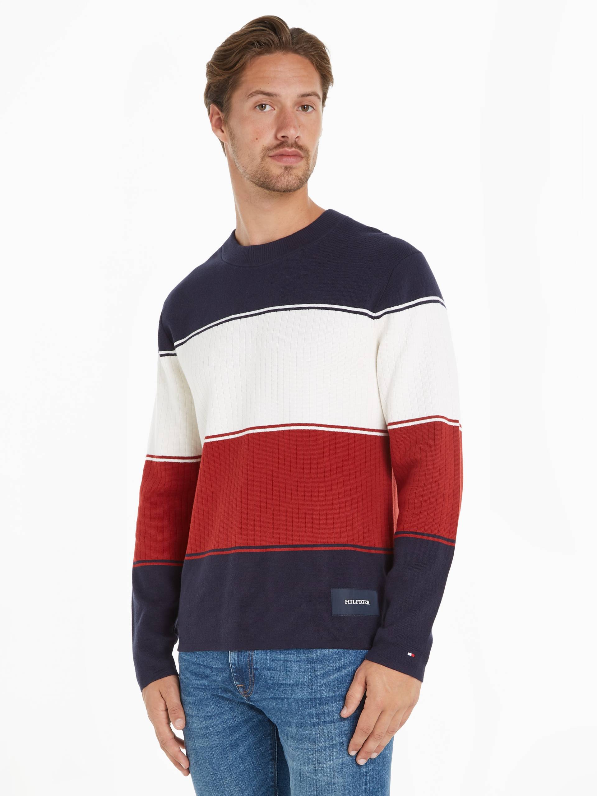 Tommy Hilfiger Rundhalspullover »MILANO COLOURBLOCK CREW NECK«, modische Blockstreifen von TOMMY HILFIGER