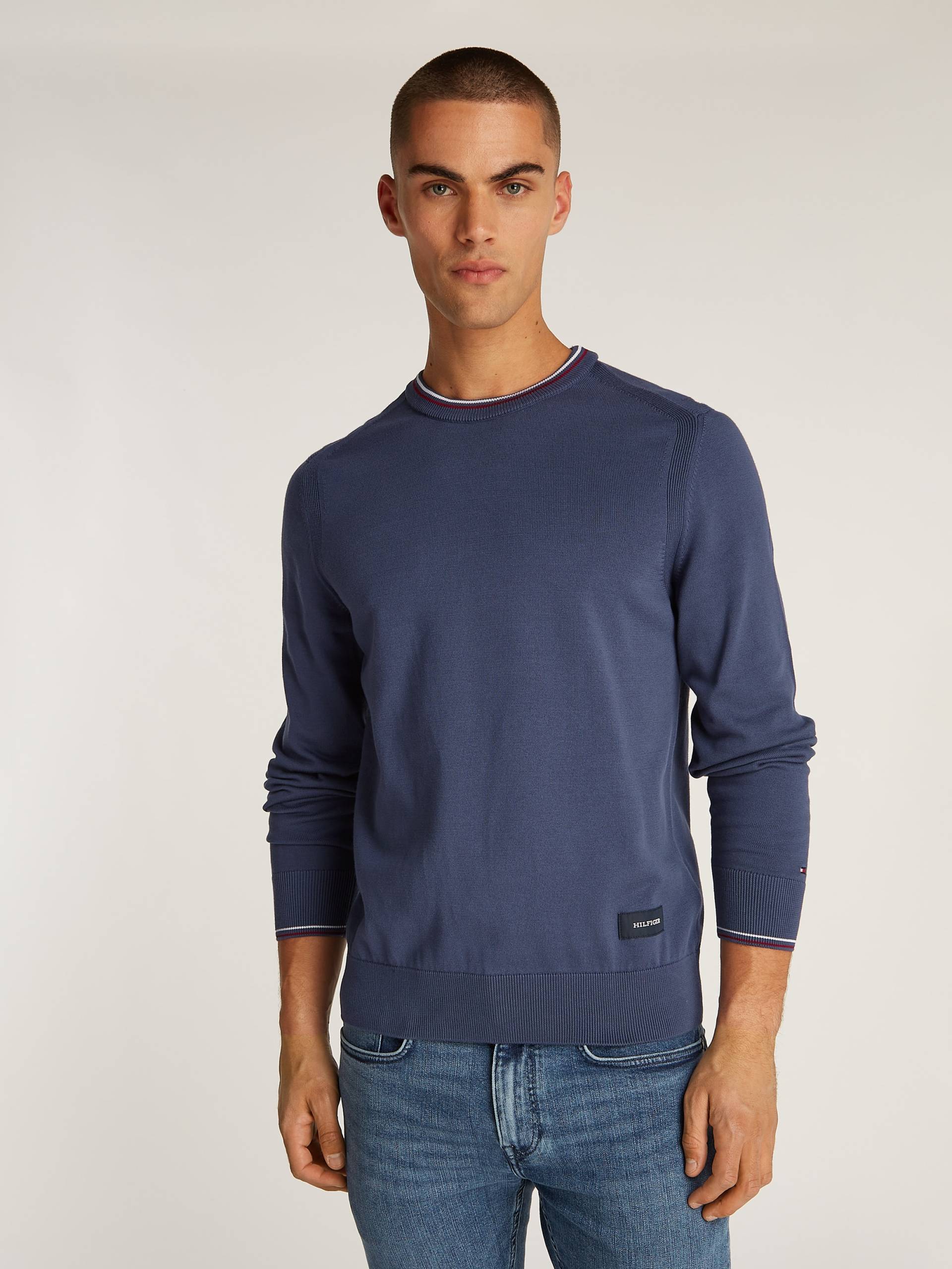 Tommy Hilfiger Rundhalspullover »RWB COTTON CREW NECK«, farbliche Akzente in Tommy Farben von TOMMY HILFIGER