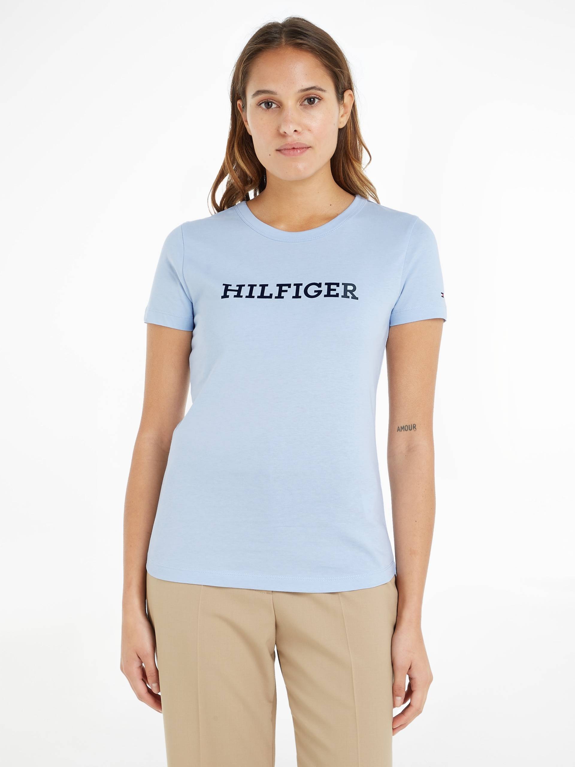 Tommy Hilfiger Rundhalsshirt »SLIM MONOTYPE PRINT C-NK SS«, mit Hilfiger Logo-Schriftzug & Flag von TOMMY HILFIGER