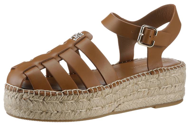 Tommy Hilfiger Sandale »TH AUTHENTIC LEATHER ESPADRILLE«, Sommerschuh, Sandalette, Plateauabsatz, mit verstellbarer Schnalle von TOMMY HILFIGER