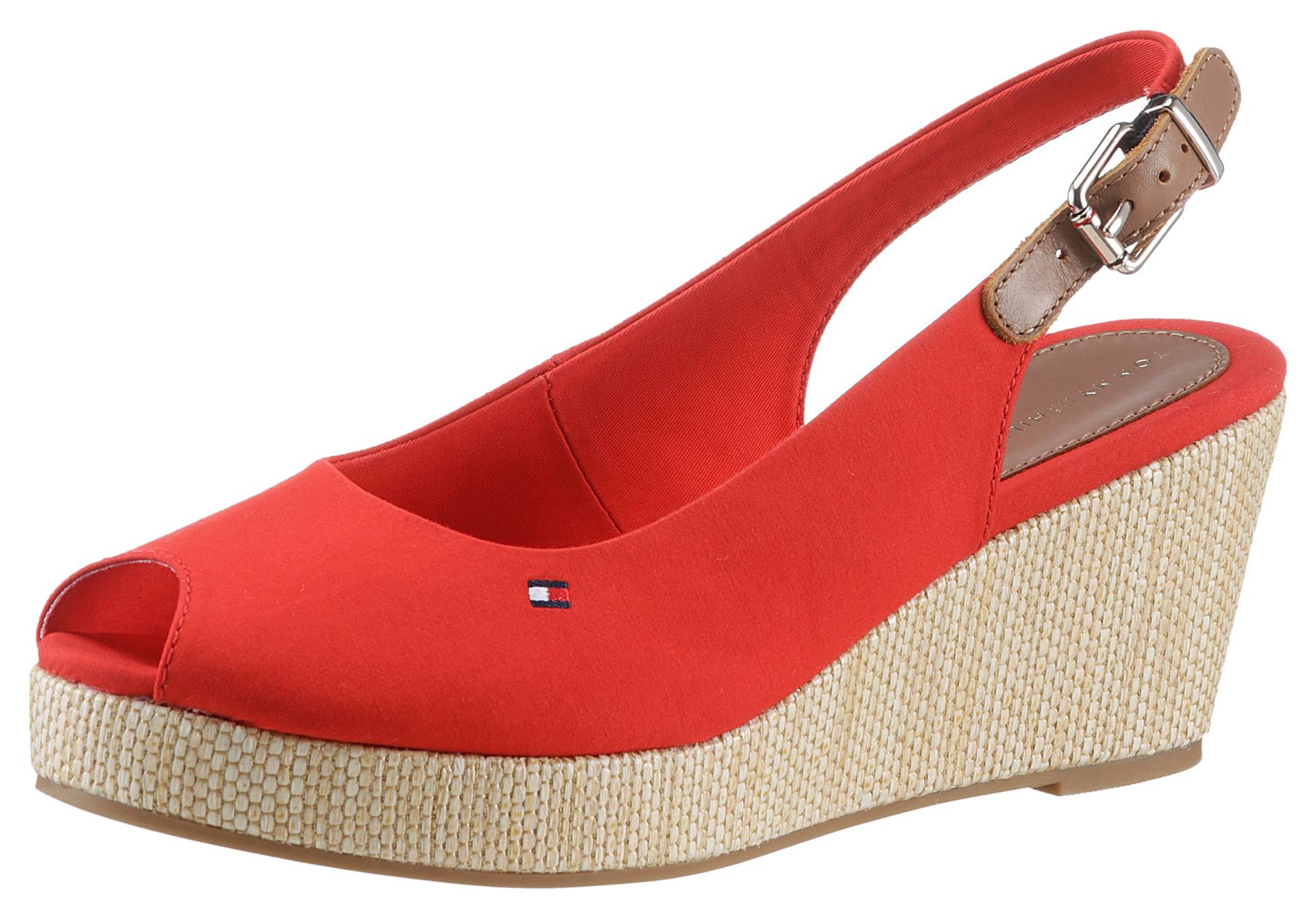 Tommy Hilfiger Sandalette »ICONIC ELBA SLING BACK WEDGE«, Sommerschuh, Sandale, Keilabsatz, mit Jutebesatz von TOMMY HILFIGER