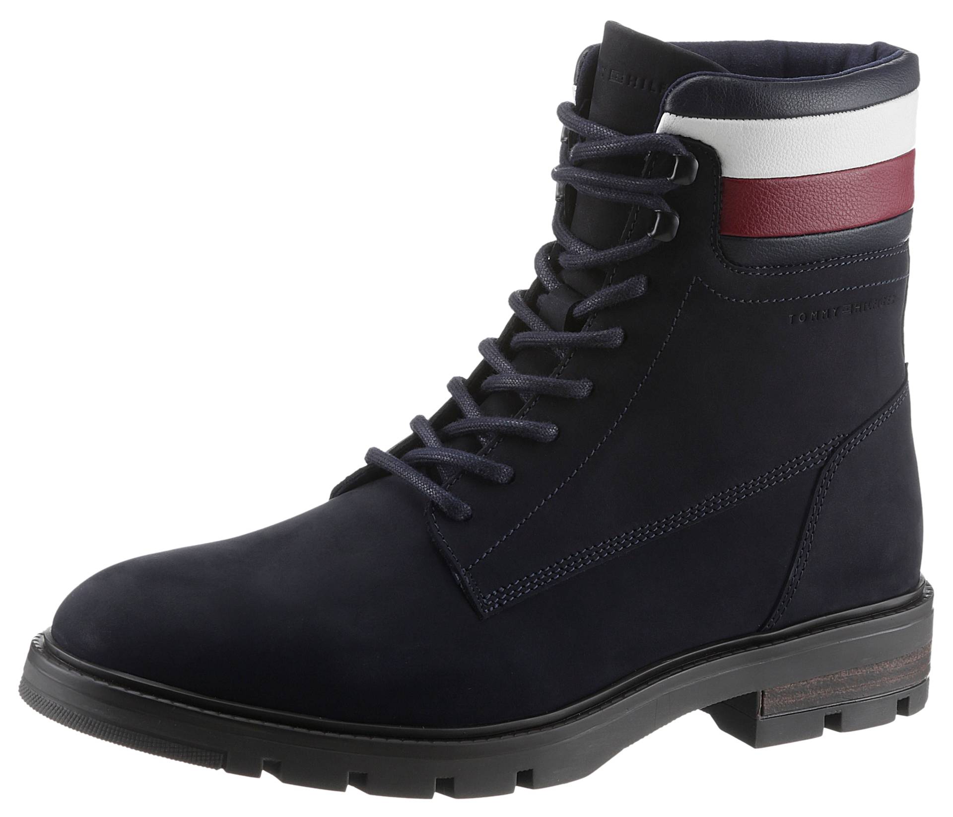 Tommy Hilfiger Schnürboots »CORPORATE HILFIGER NUBUCK BOOT«, mit Streifen am gepolsterten Schaftrand von TOMMY HILFIGER