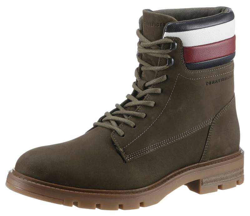 Tommy Hilfiger Schnürboots »CORPORATE HILFIGER NUBUCK BOOT«, mit Streifen am gepolsterten Schaftrand von TOMMY HILFIGER