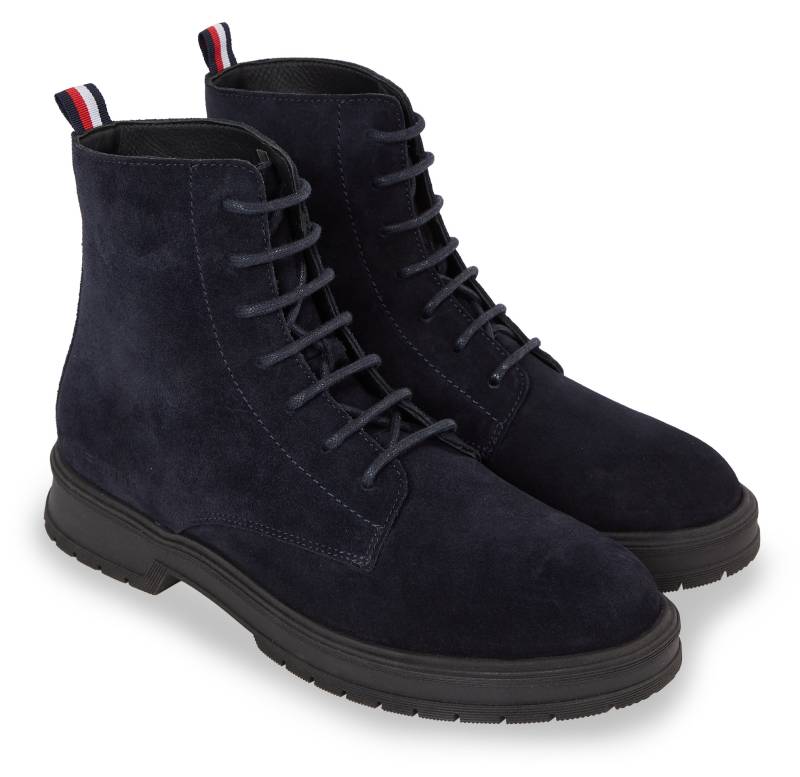 Tommy Hilfiger Schnürboots »HILFIGER CORE SUEDE BOOT«, mit gestreifter Anziehlasche von TOMMY HILFIGER