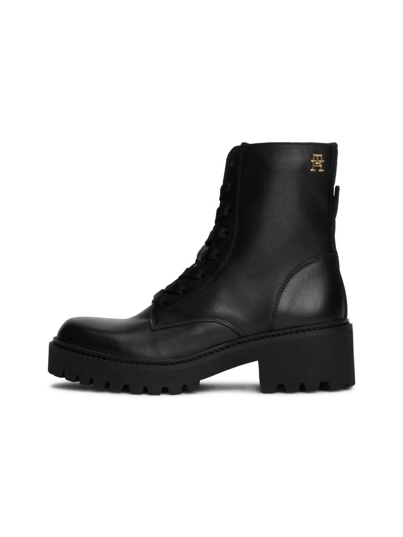 Tommy Hilfiger Schnürstiefelette »CHIC MID HEEL LEATHER LACE-UP«, Blockabsatz, Plateau, Schnürboots, Chunkyboots mit TH-Logo von TOMMY HILFIGER