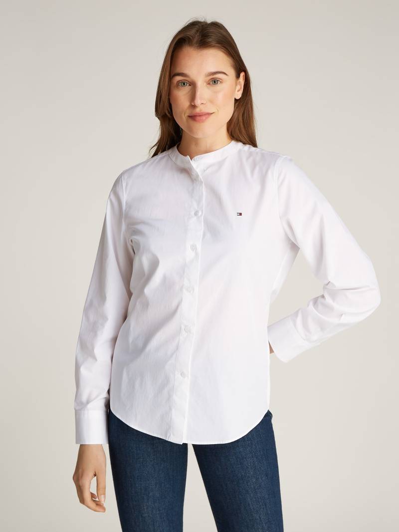 Tommy Hilfiger Shirtbluse »COLLARLESS POPLIN REGULAR SHIRT«, mit Tommy Hilfiger Flagge von TOMMY HILFIGER