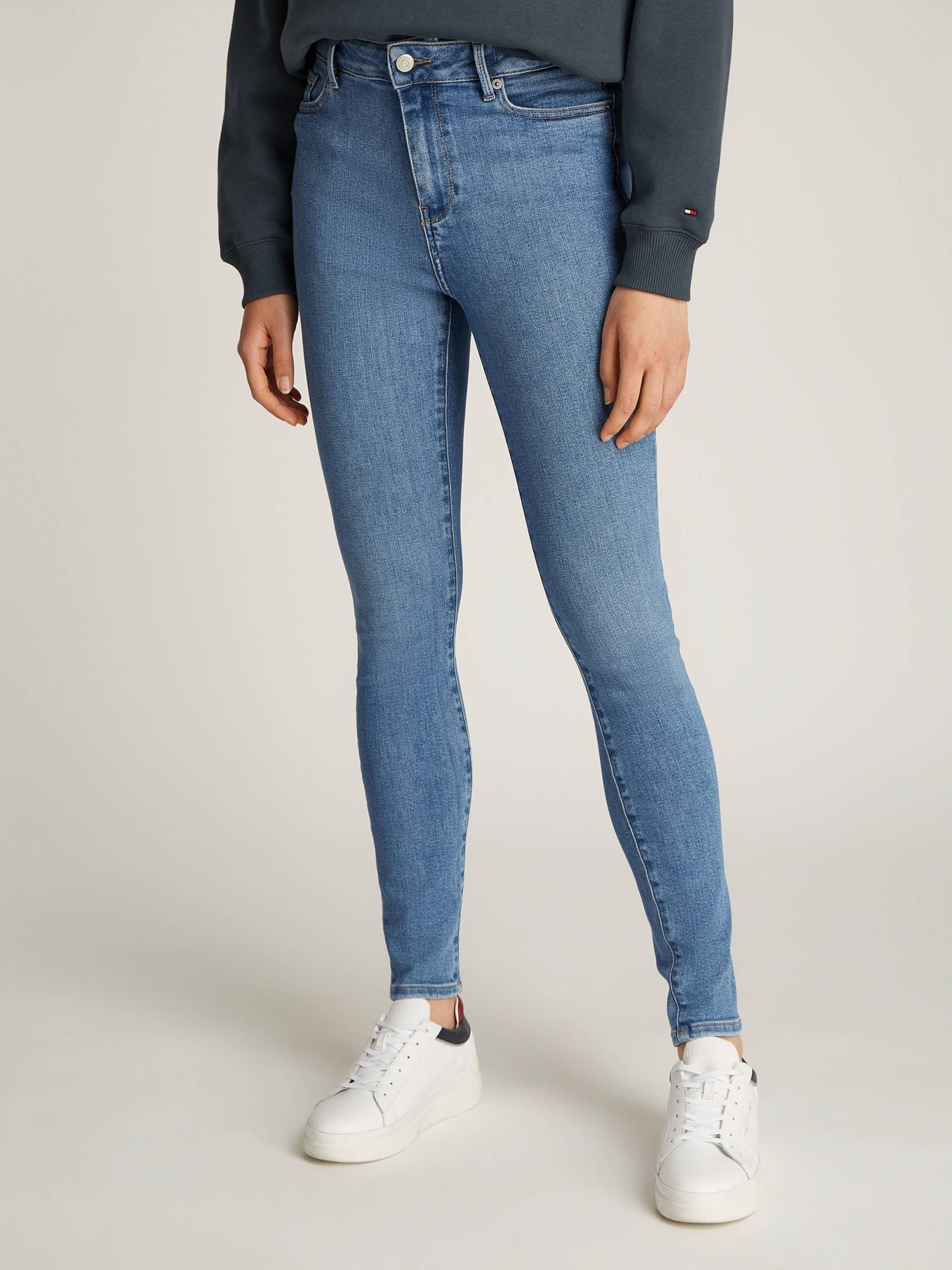 Tommy Hilfiger Skinny-fit-Jeans »Harlem Skinny High Waist«, mit Logo-Badge, in blauer Waschung, in Knöchellänge von TOMMY HILFIGER