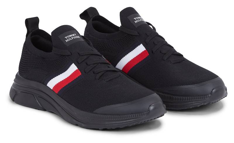 Tommy Hilfiger Slip-On Sneaker »MODERN RUNNER KNIT STRIPES ESS«, Schnürschuh, Freizeitschuh, Slipper mit seitlichen Streifen von TOMMY HILFIGER