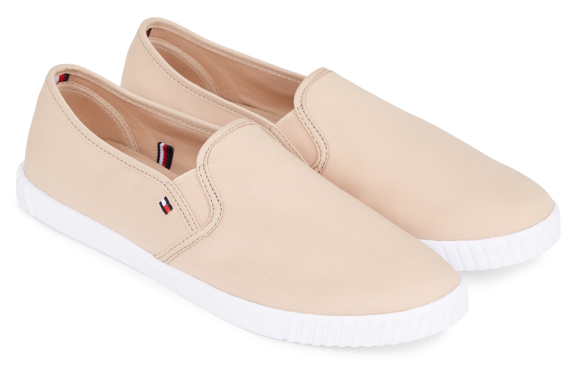 Tommy Hilfiger Slipper »CANVAS SLIP-ON SNEAKER«, Freizeitschuh, Slip On Sneaker, Sommerschuh mit Gummizug, schmale Form von TOMMY HILFIGER