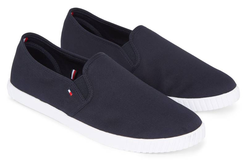 Tommy Hilfiger Slipper »CANVAS SLIP-ON SNEAKER«, Freizeitschuh, Slip On Sneaker, Sommerschuh mit Gummizug, schmale Form von TOMMY HILFIGER