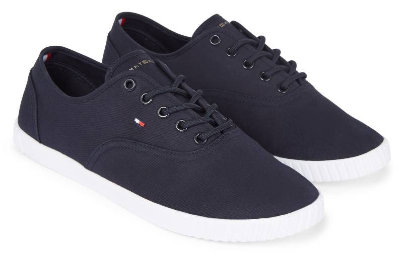 Tommy Hilfiger Sneaker »CANVAS LACE UP SNEAKER«, in schmaler Form, Freizeitschuh, Halbschuh, Schnürschuh von TOMMY HILFIGER