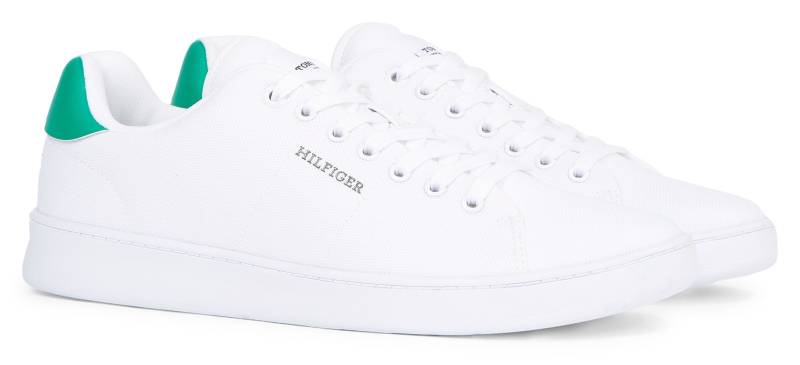 Tommy Hilfiger Sneaker »COURT CUPSOLE PIQUE TEXTILE«, Freizeitschuh, Halbschuh, Schnürschuh mit seitlichem Logoschriftzug von TOMMY HILFIGER