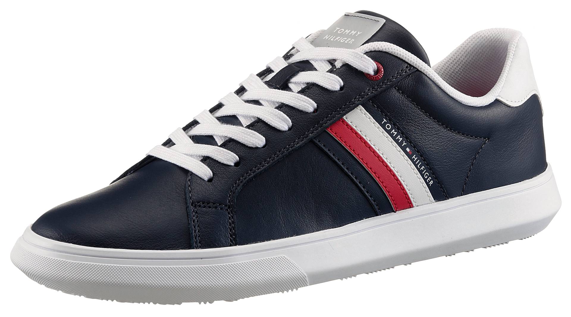 Tommy Hilfiger Sneaker »ESSENTIAL LEATHER CUPSOLE«, mit typischen Streifen, Freizeitschuh, Halbschuh, Schnürschuh von TOMMY HILFIGER